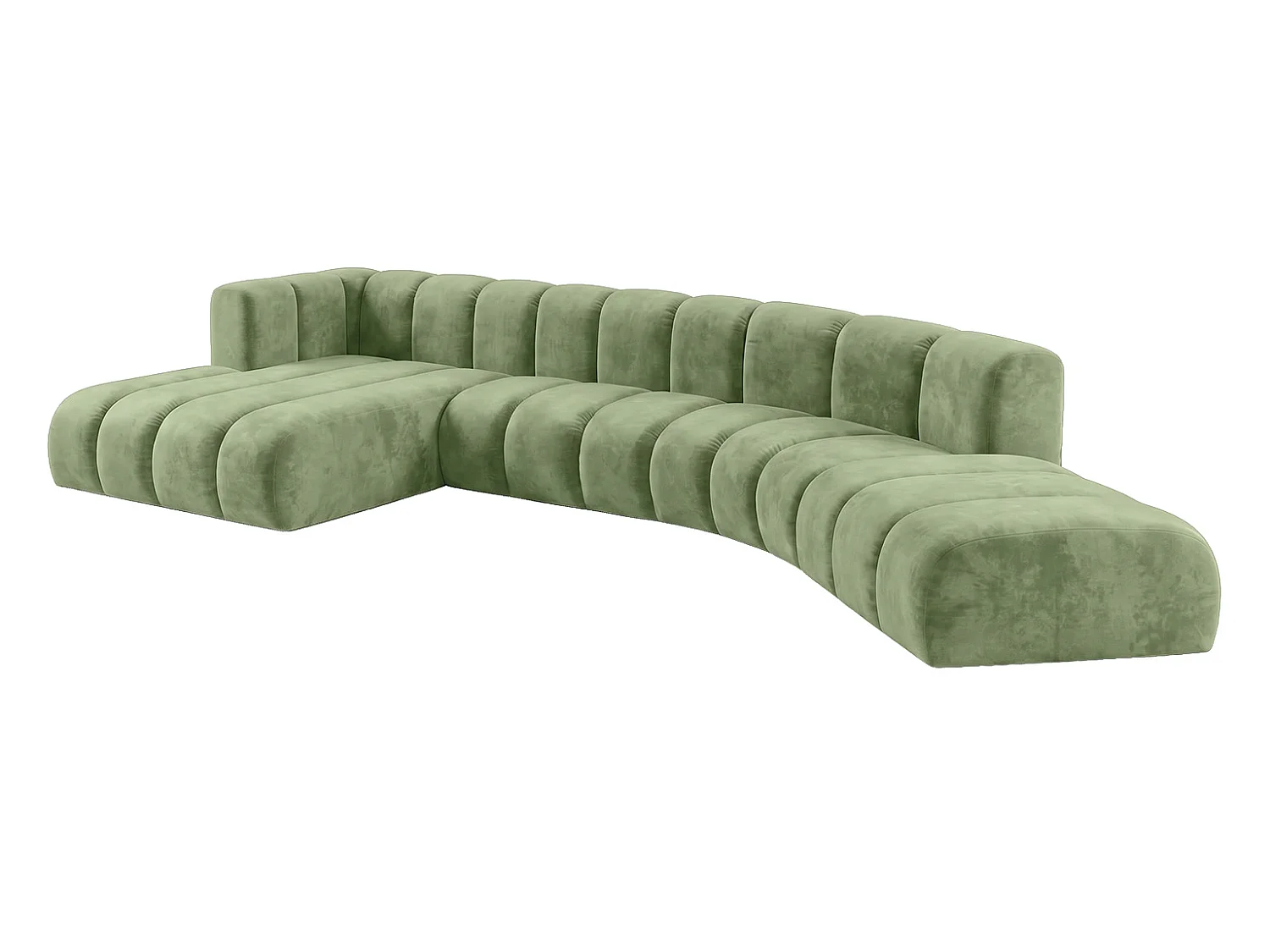 Canapé d’angle modulable en L, tissu velours Riviera, Olive, gauche, GRAND Round