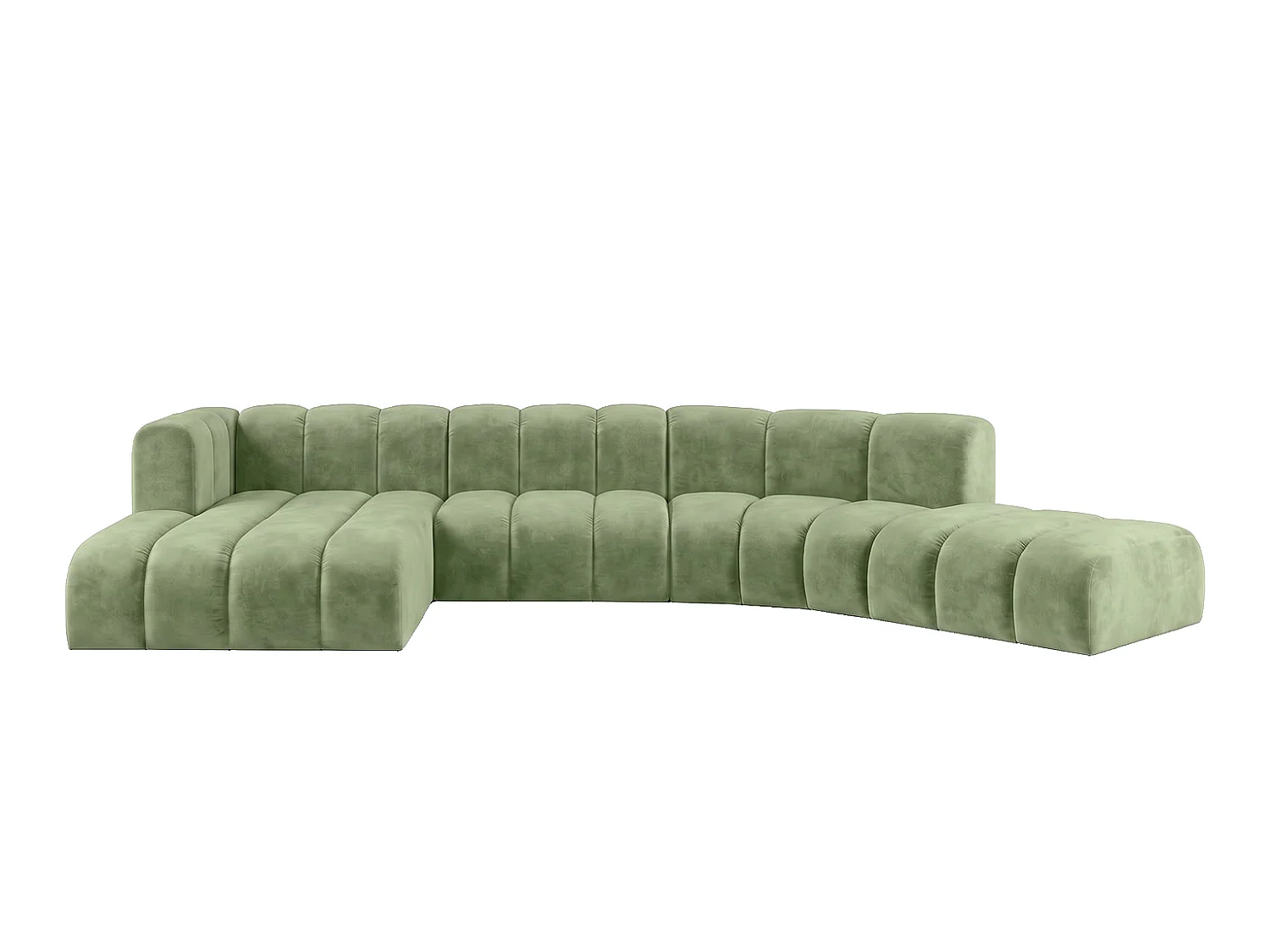 Canapé d’angle modulable en L, tissu velours Riviera, Olive, gauche, GRAND Round