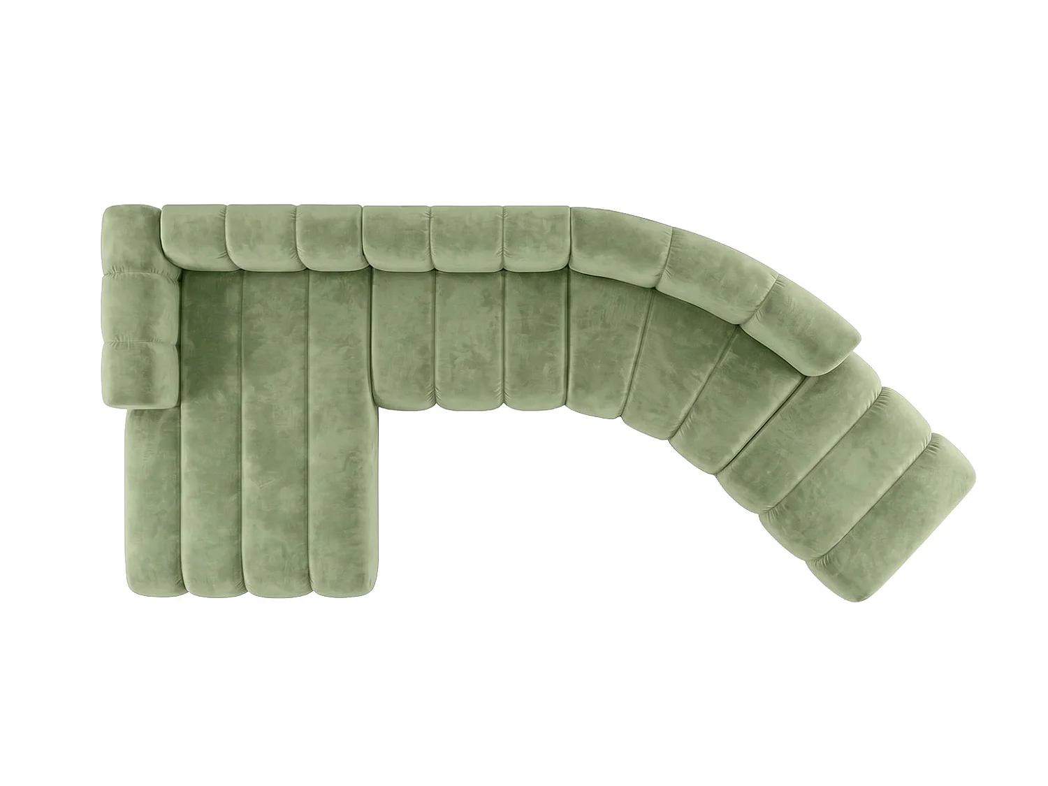 Canapé d’angle modulable en L, tissu velours Riviera, Olive, gauche, GRAND Round