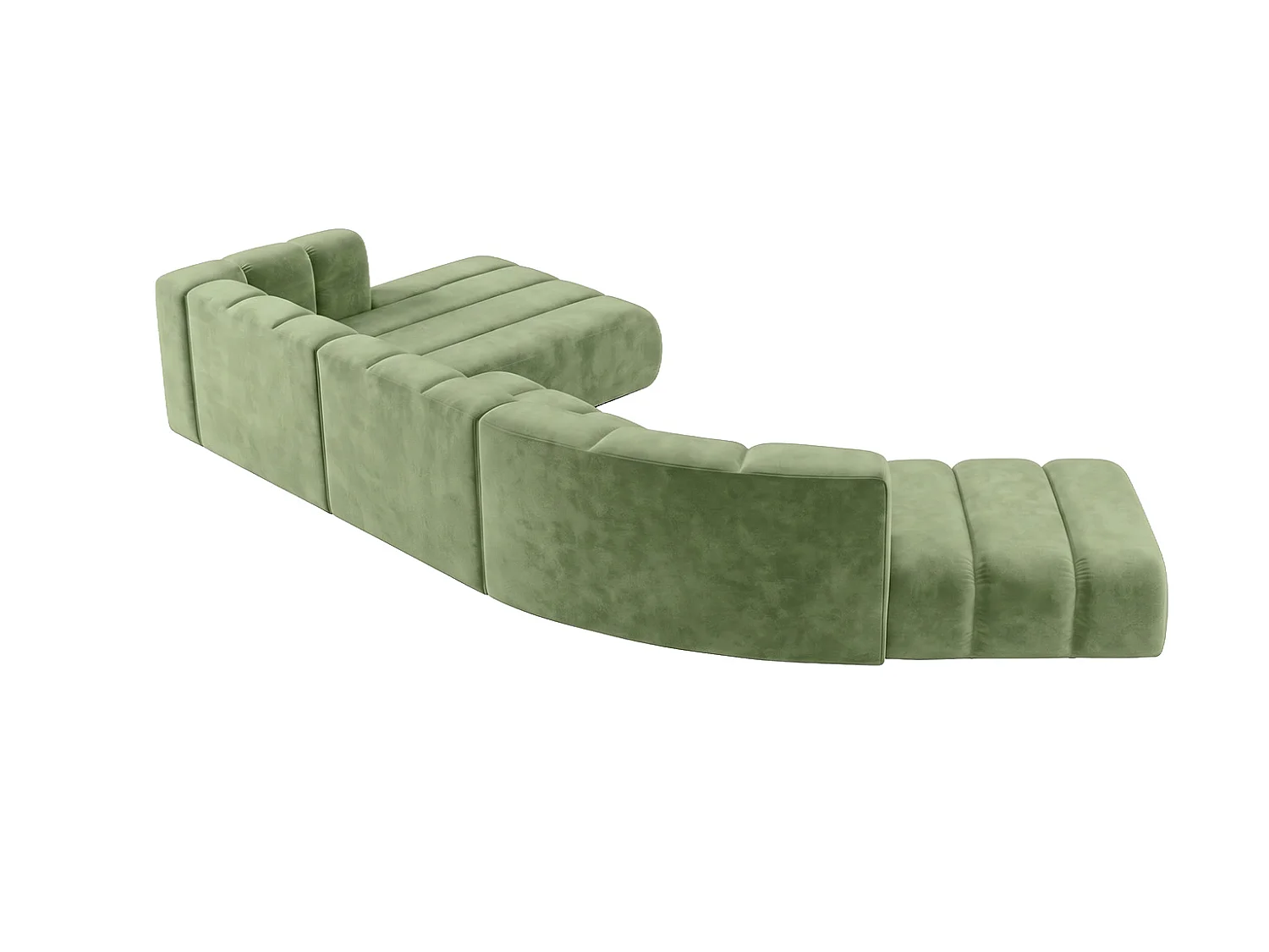 Canapé d’angle modulable en L, tissu velours Riviera, Olive, gauche, GRAND Round