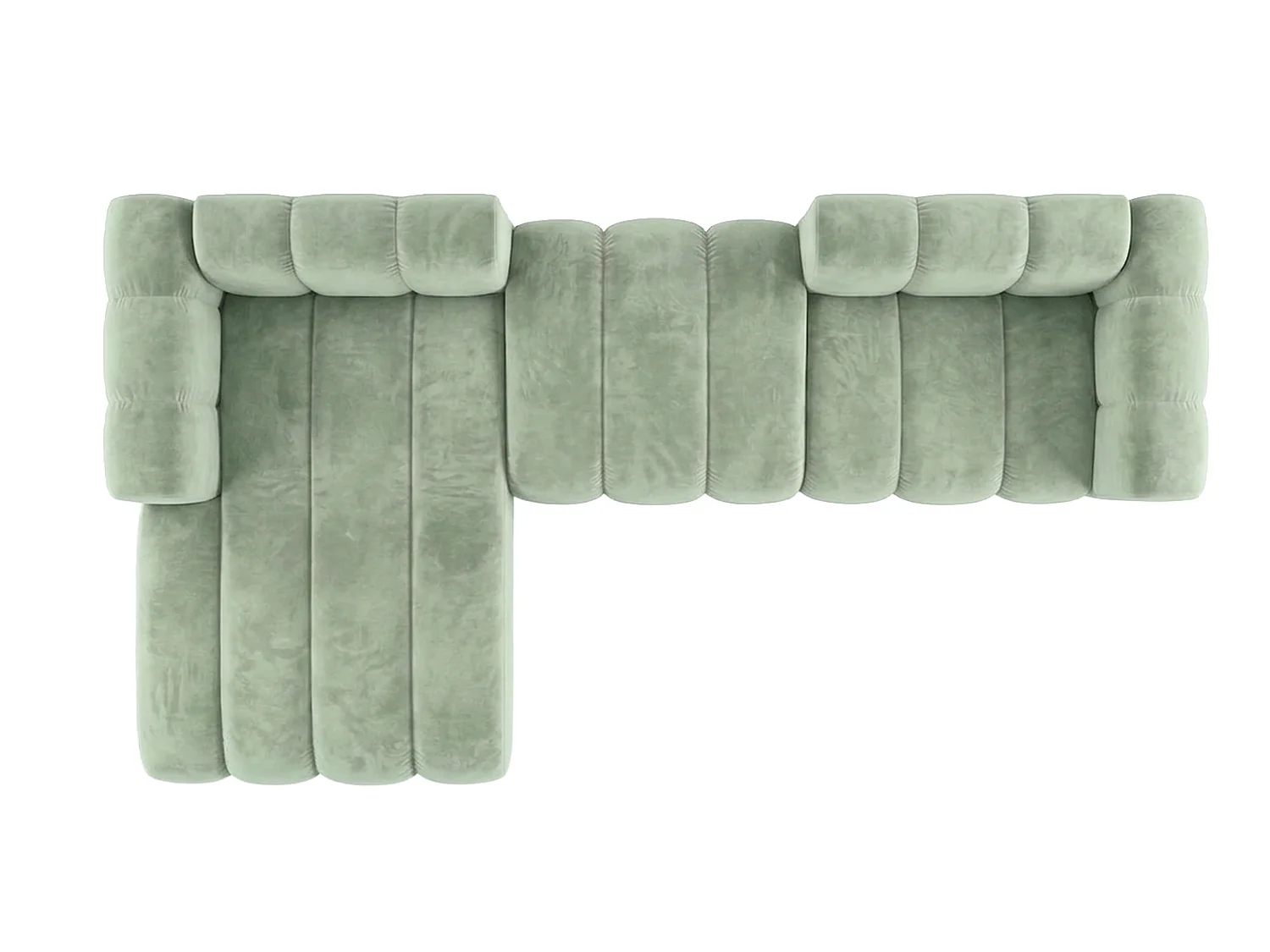 Modulaire hoekbank in L-vorm, fluwelen stof Riviera, Mintgroen, links, GRAND 319 cm