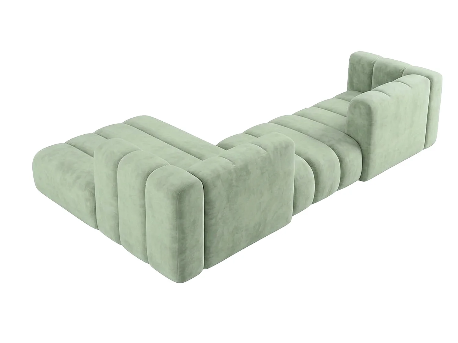 Modulaire hoekbank in L-vorm, fluwelen stof Riviera, Mintgroen, links, GRAND 319 cm