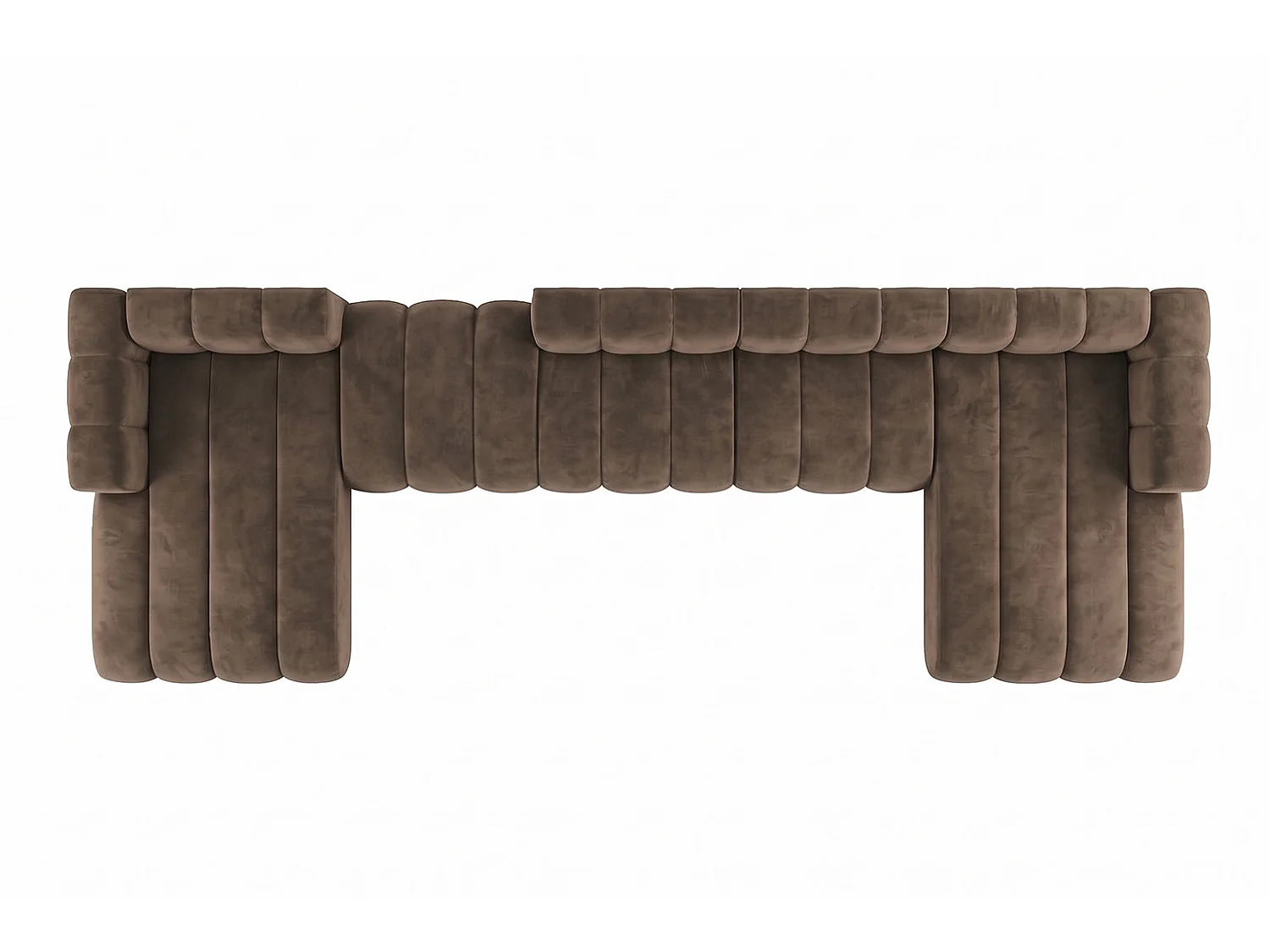 Modulares Ecksofa in U-Form mit flexiblem Hocker, Braun, GRAND U BIG 500 cm