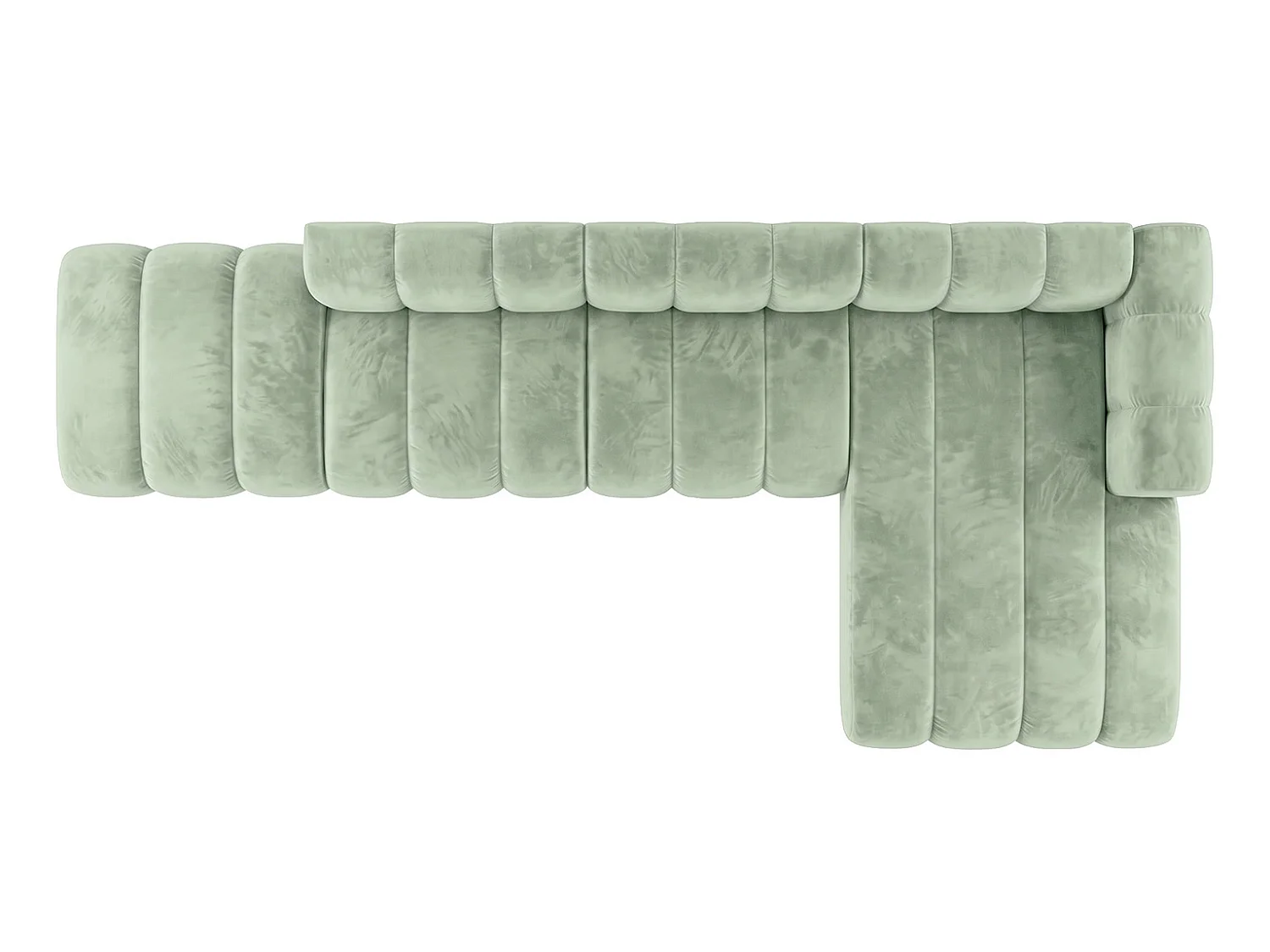 Modulaire hoekbank in L-vorm met hocker, fluwelen stof Riviera, Mintgroen, rechts, GRAND