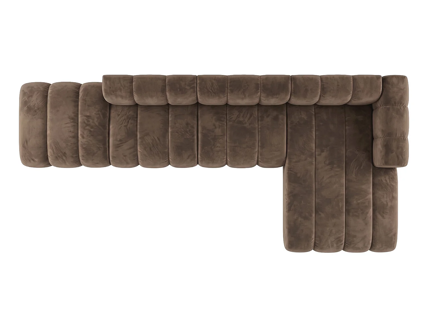Modulares Ecksofa in L-Form mit Hocker, Velvet-Stoff Riviera, Braun, Rechts, GRAND