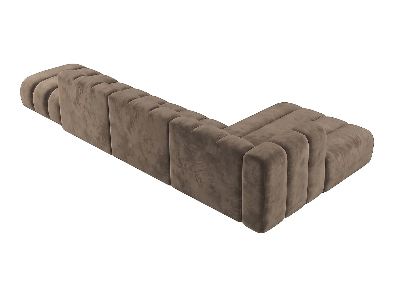 Modulares Ecksofa in L-Form mit Hocker, Velvet-Stoff Riviera, Braun, Rechts, GRAND