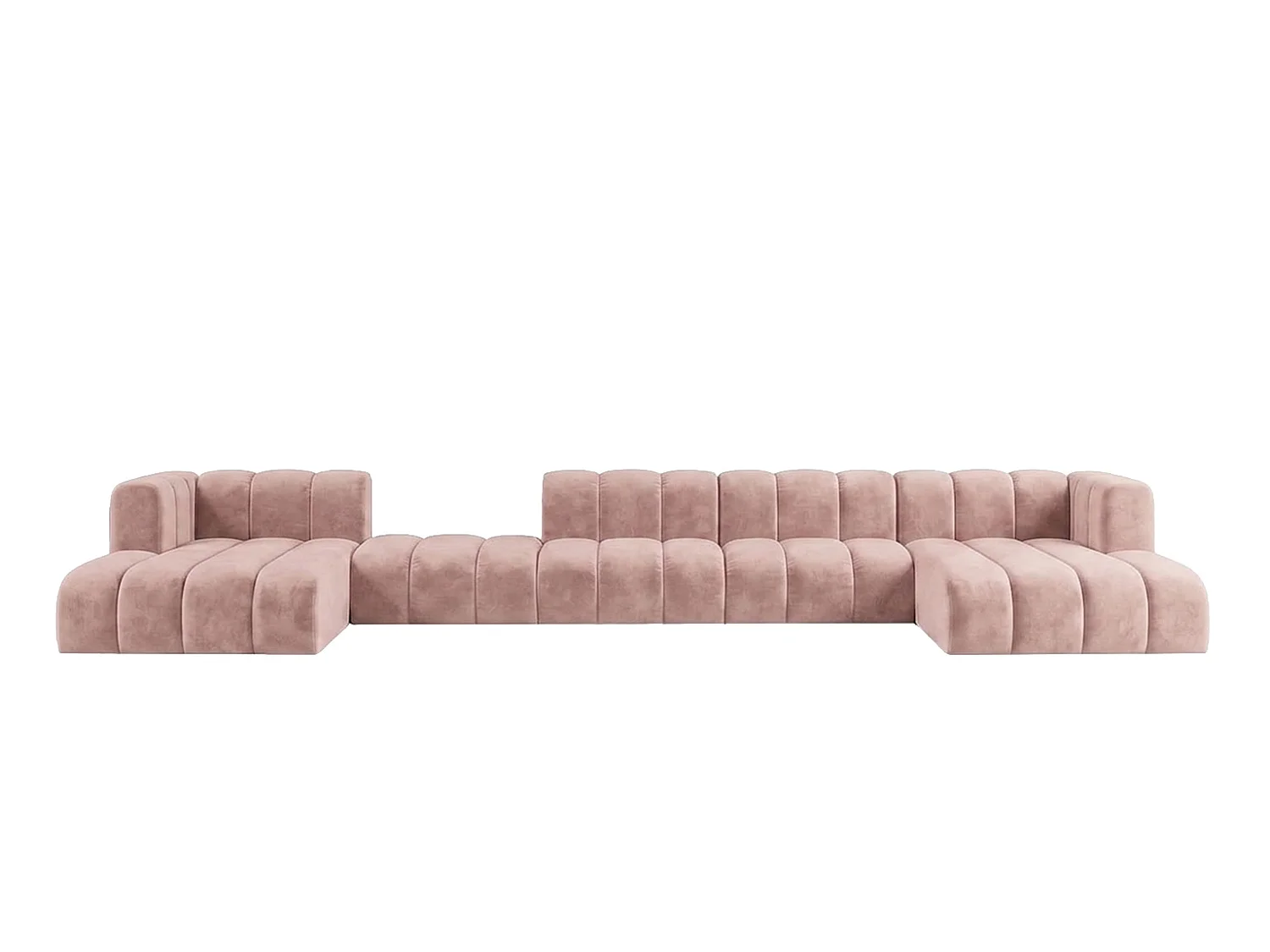 Canapé d’angle modulable en U avec pouf repositionnable, Rose clair, GRAND U BIG 500 cm