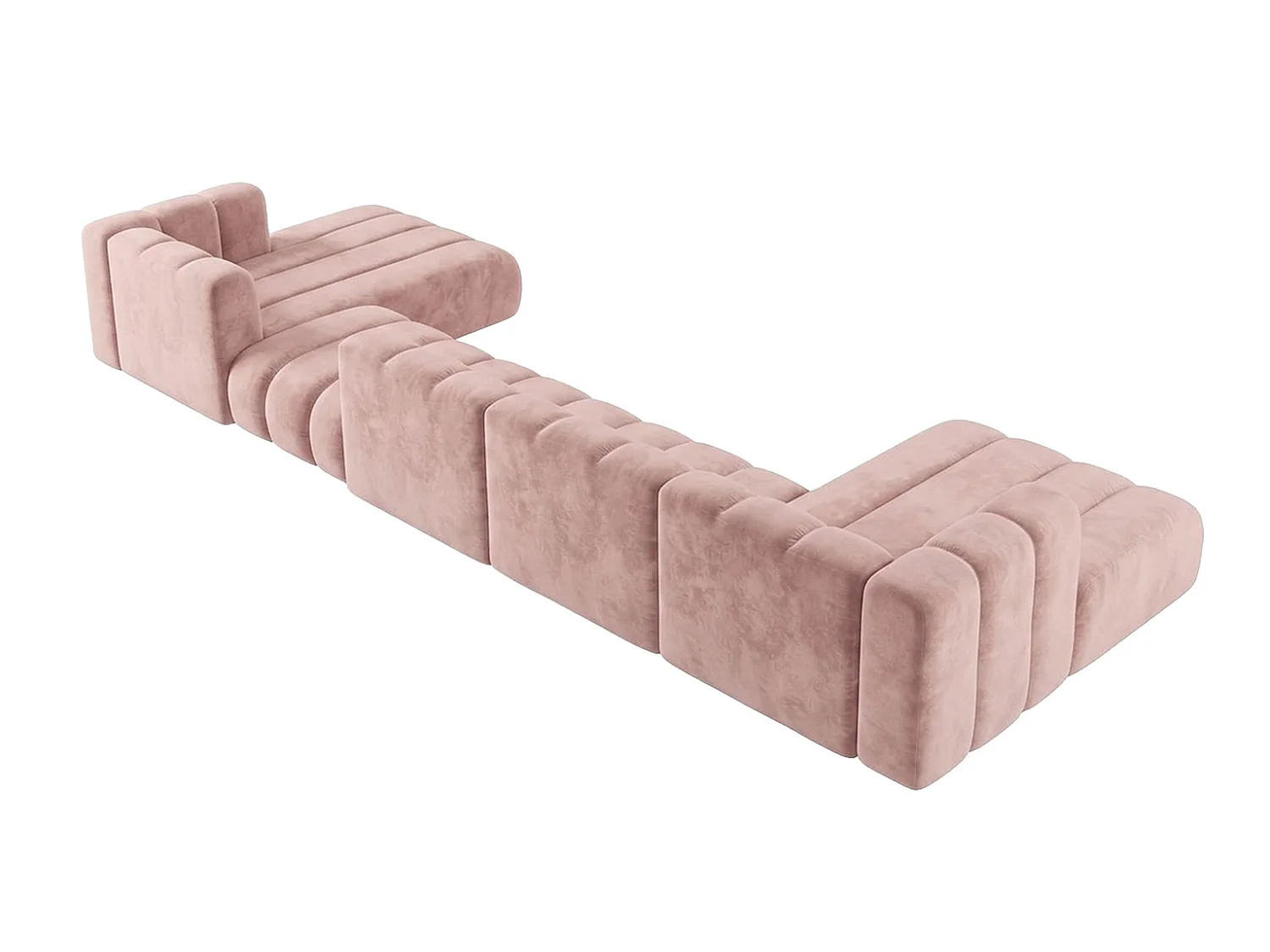 Canapé d’angle modulable en U avec pouf repositionnable, Rose clair, GRAND U BIG 500 cm