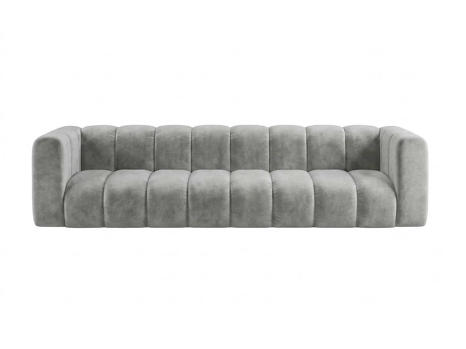 Canapé modulable 4 places, tissu velours Riviera, Gris, GRAND