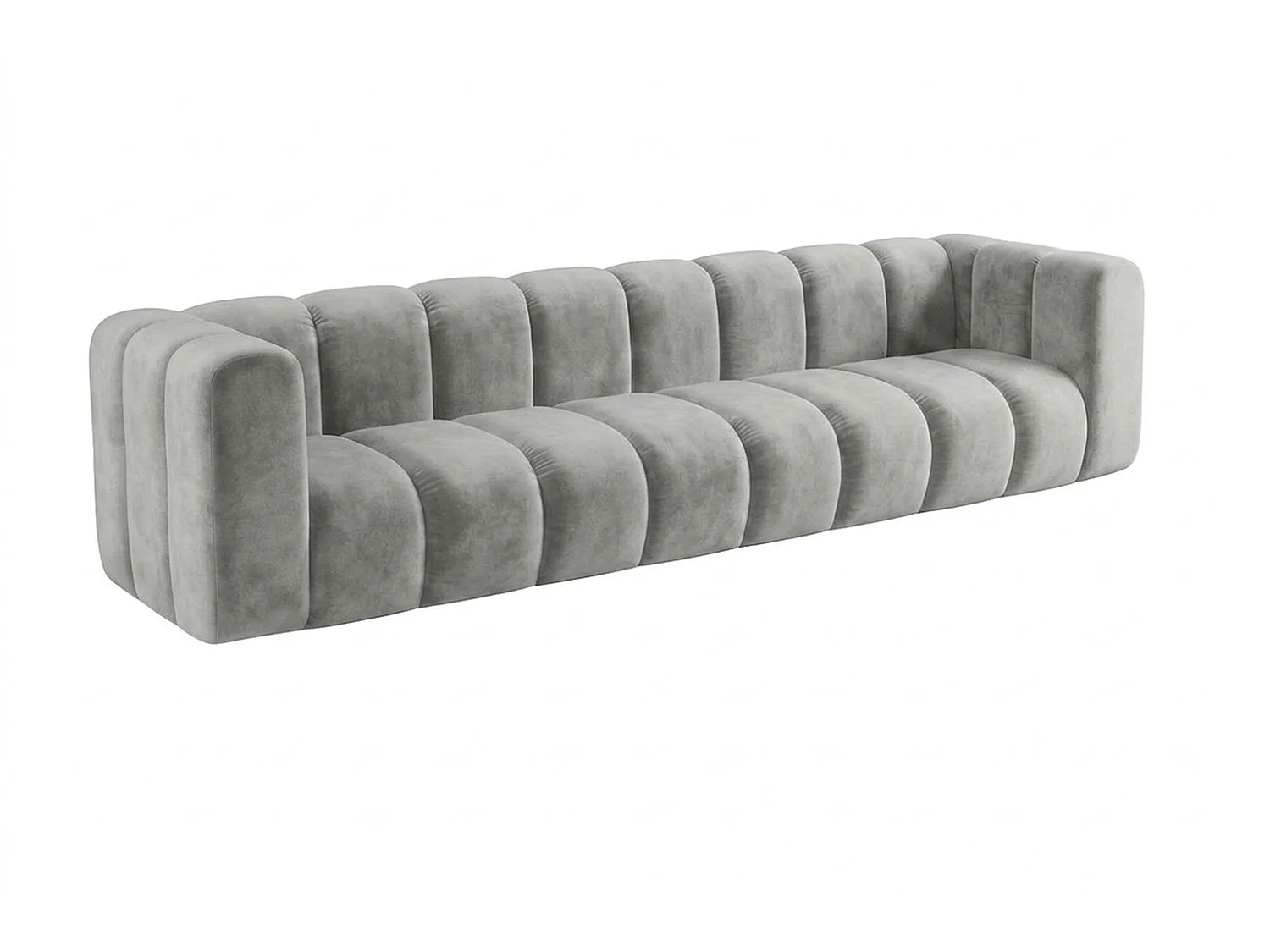 Canapé modulable 4 places, tissu velours Riviera, Gris, GRAND