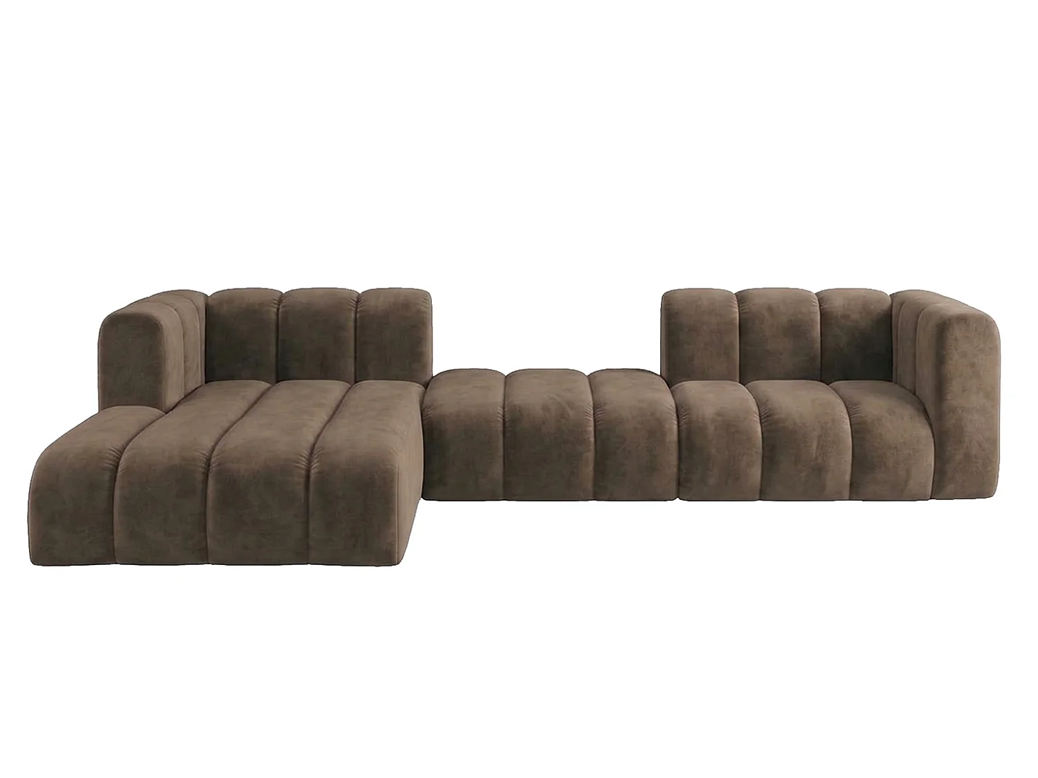 Modulares Ecksofa in L-Form, Velvet-Stoff Riviera, Braun, Links, GRAND 319 cm