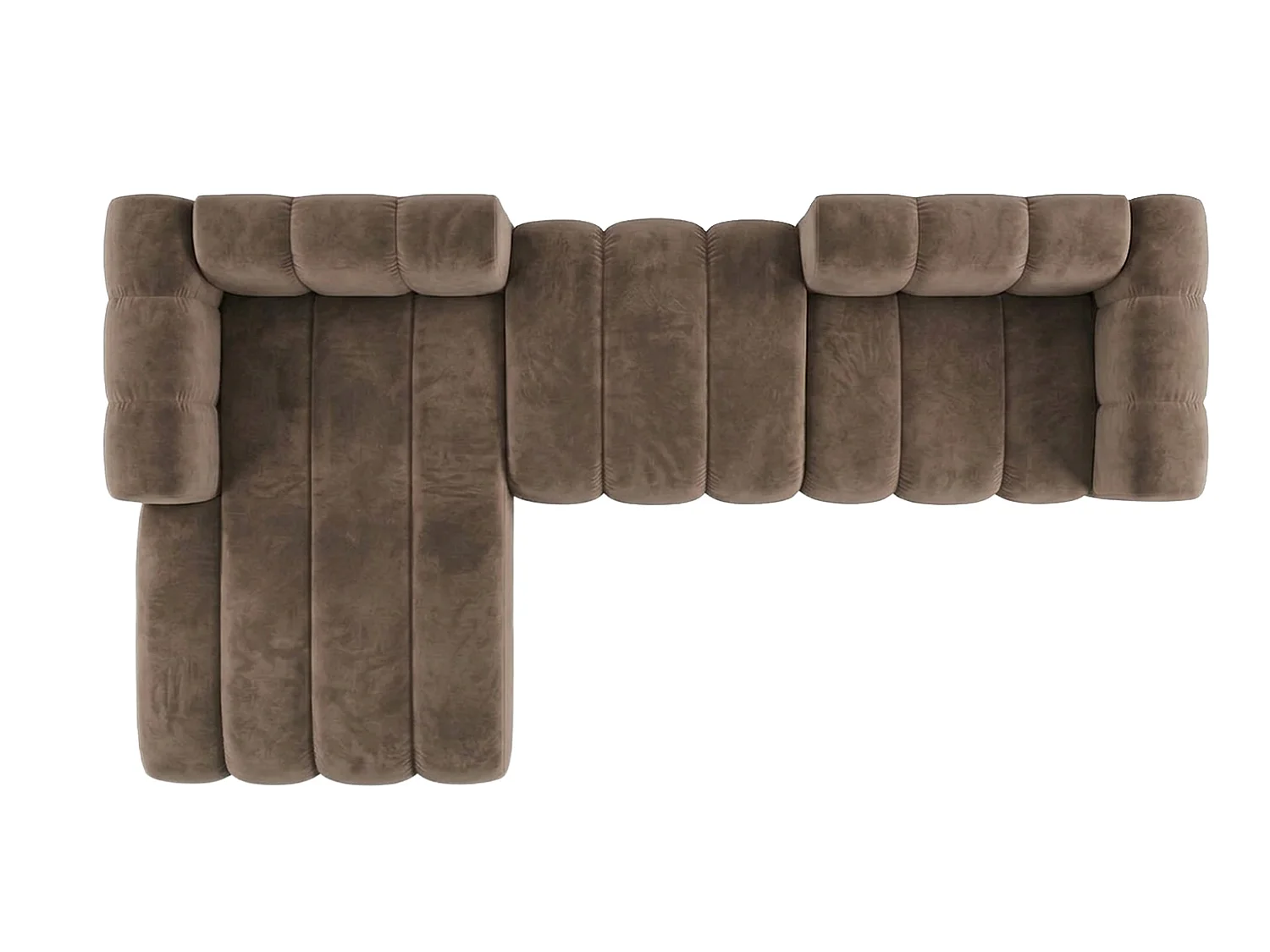 Modulares Ecksofa in L-Form, Velvet-Stoff Riviera, Braun, Links, GRAND 319 cm