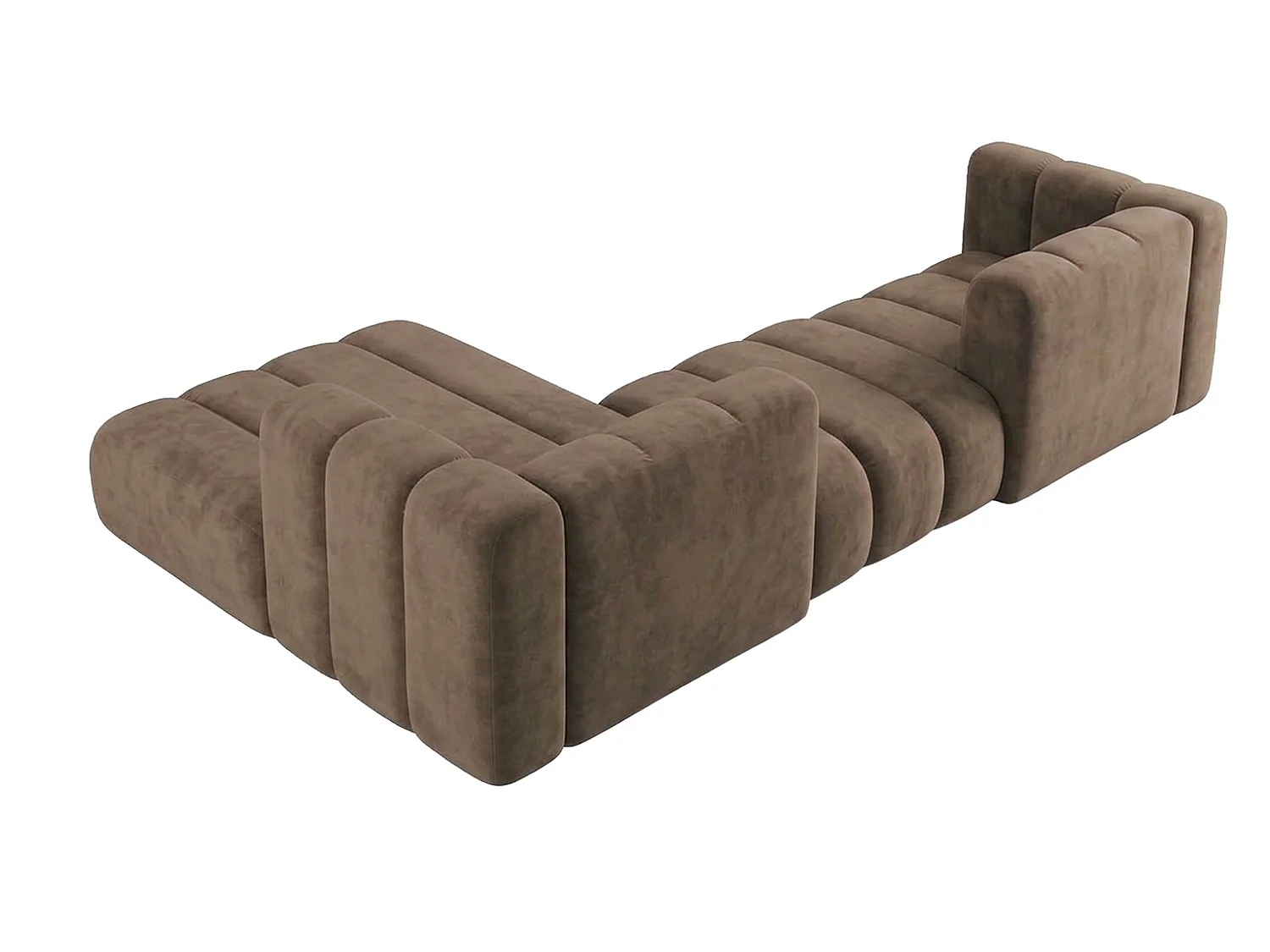 Modulares Ecksofa in L-Form, Velvet-Stoff Riviera, Braun, Links, GRAND 319 cm