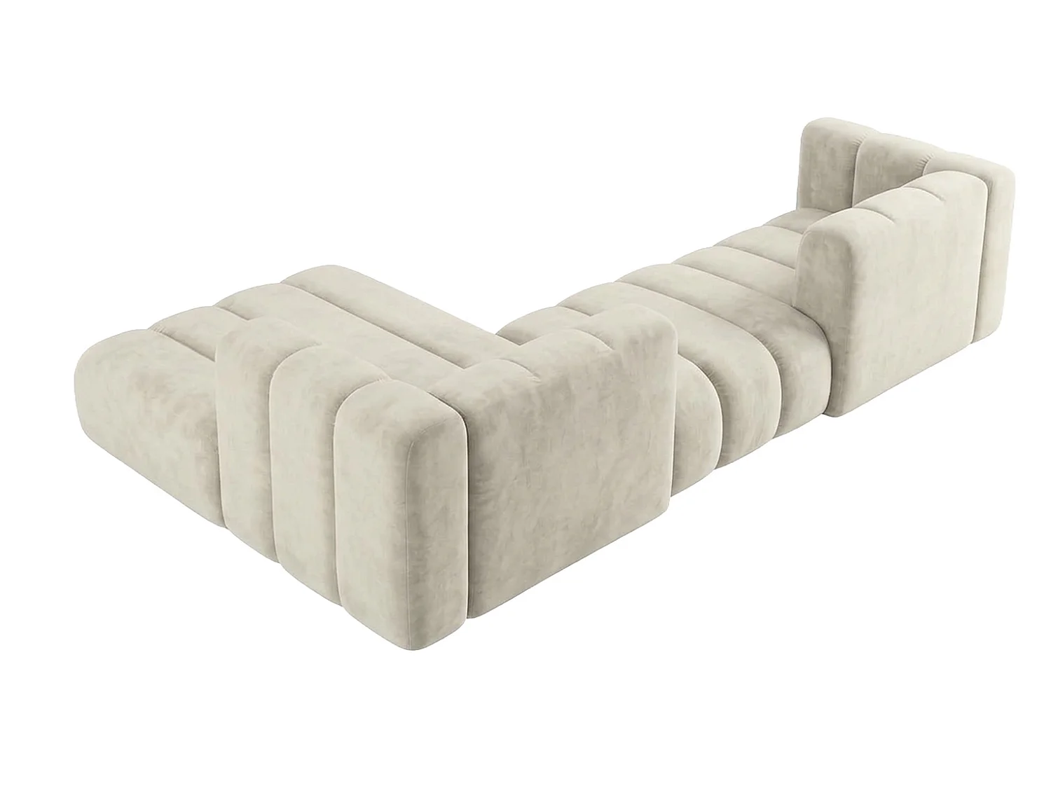 Narożnik modułowy w kształcie L, tkanina welwet Riviera, Ecru, Lewy, GRAND 319 cm