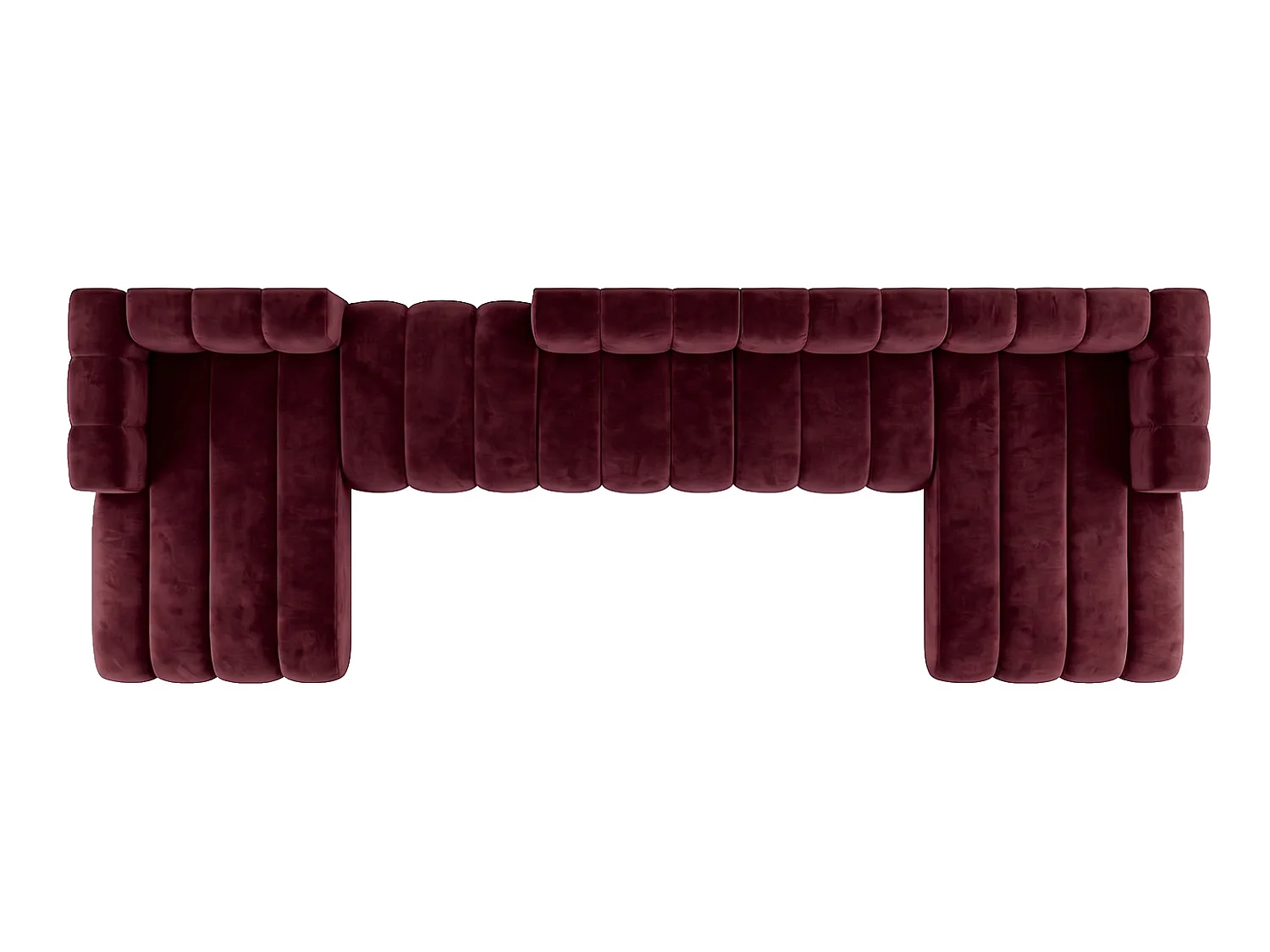 Modulaire hoekbank in U-vorm met verplaatsbare hocker, Bordeaux, GRAND U BIG 500 cm