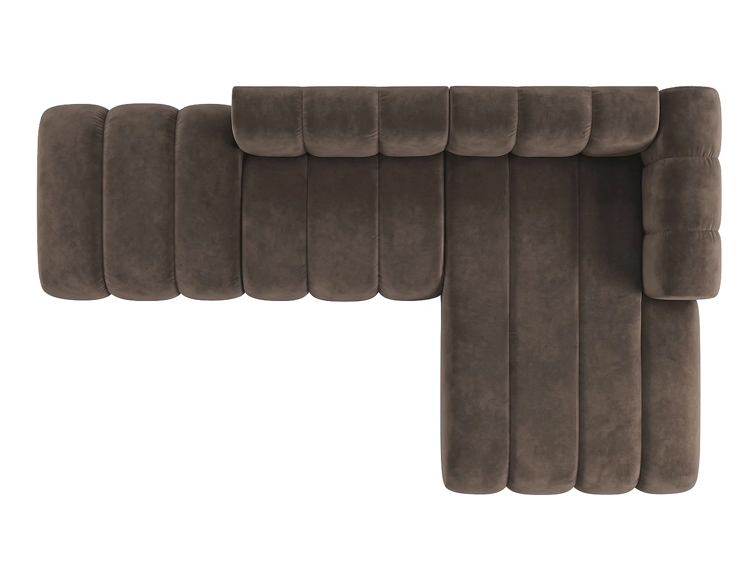 Modulares Ecksofa in L-Form mit Hocker, Velvet-Stoff Riviera, Braun, Rechts, GRAND Mini
