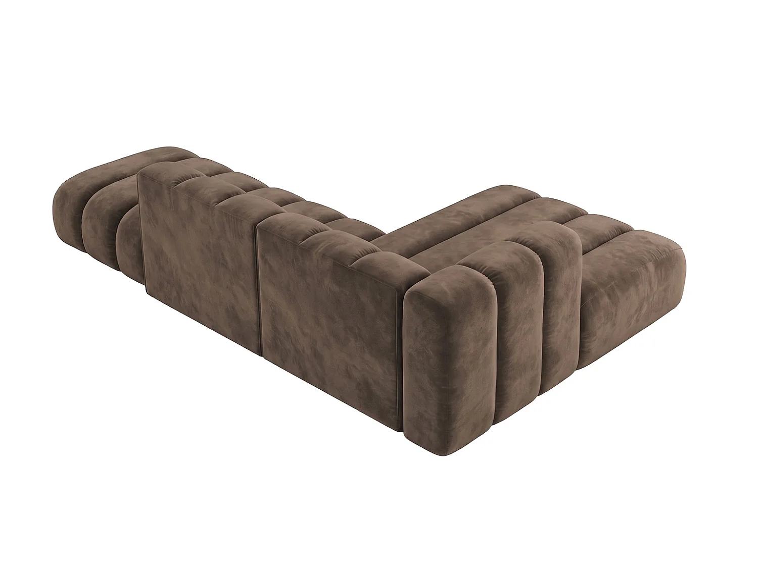 Modulares Ecksofa in L-Form mit Hocker, Velvet-Stoff Riviera, Braun, Rechts, GRAND Mini