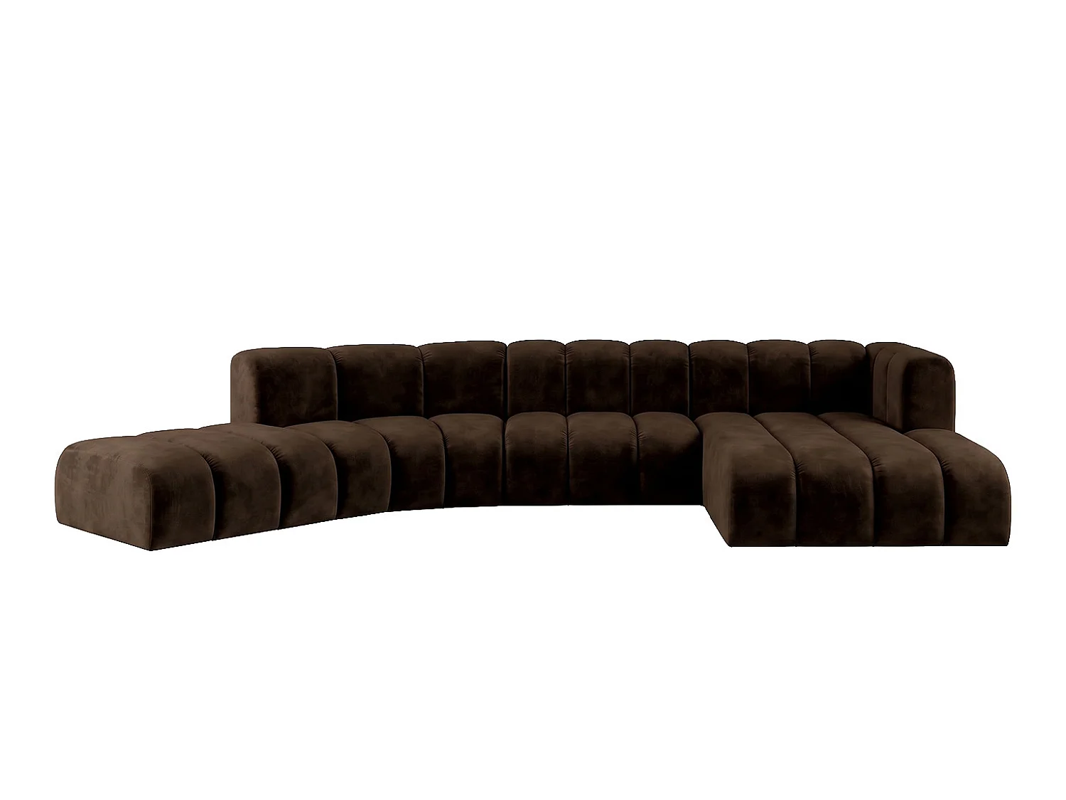Modulares Ecksofa in L-Form, Velvet-Stoff Riviera, Schokolade, Rechts, GRAND Round
