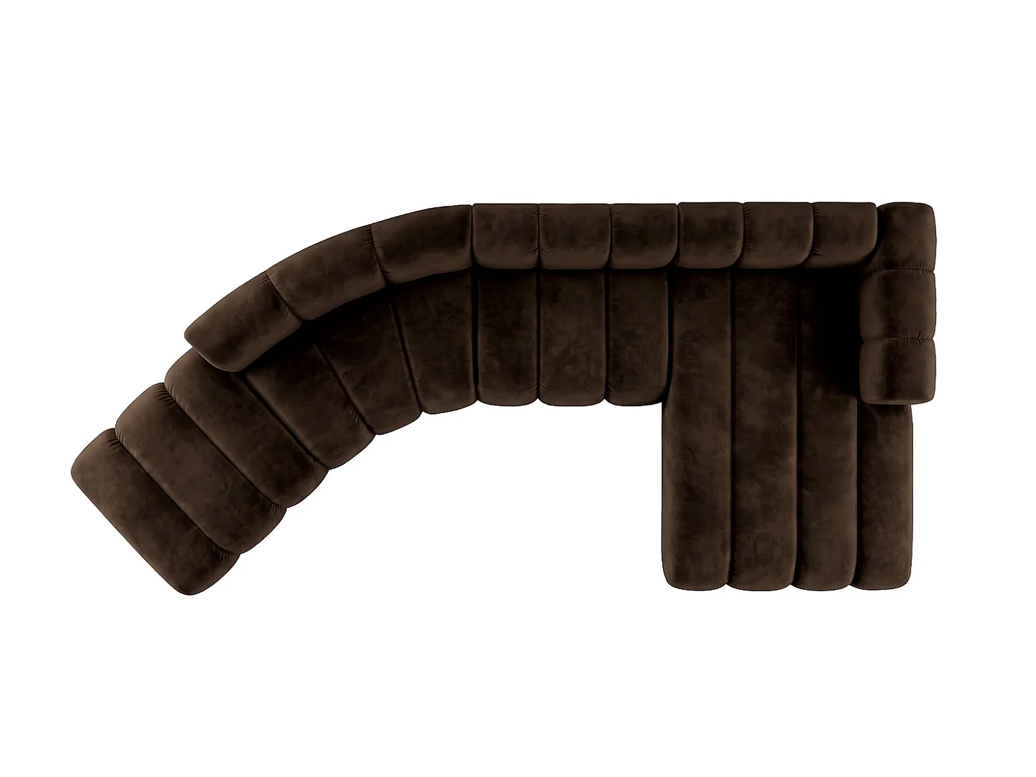 Modulares Ecksofa in L-Form, Velvet-Stoff Riviera, Schokolade, Rechts, GRAND Round