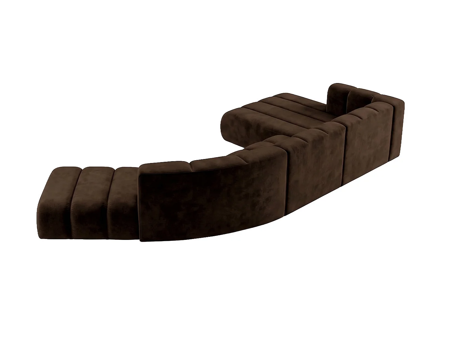 Modulares Ecksofa in L-Form, Velvet-Stoff Riviera, Schokolade, Rechts, GRAND Round