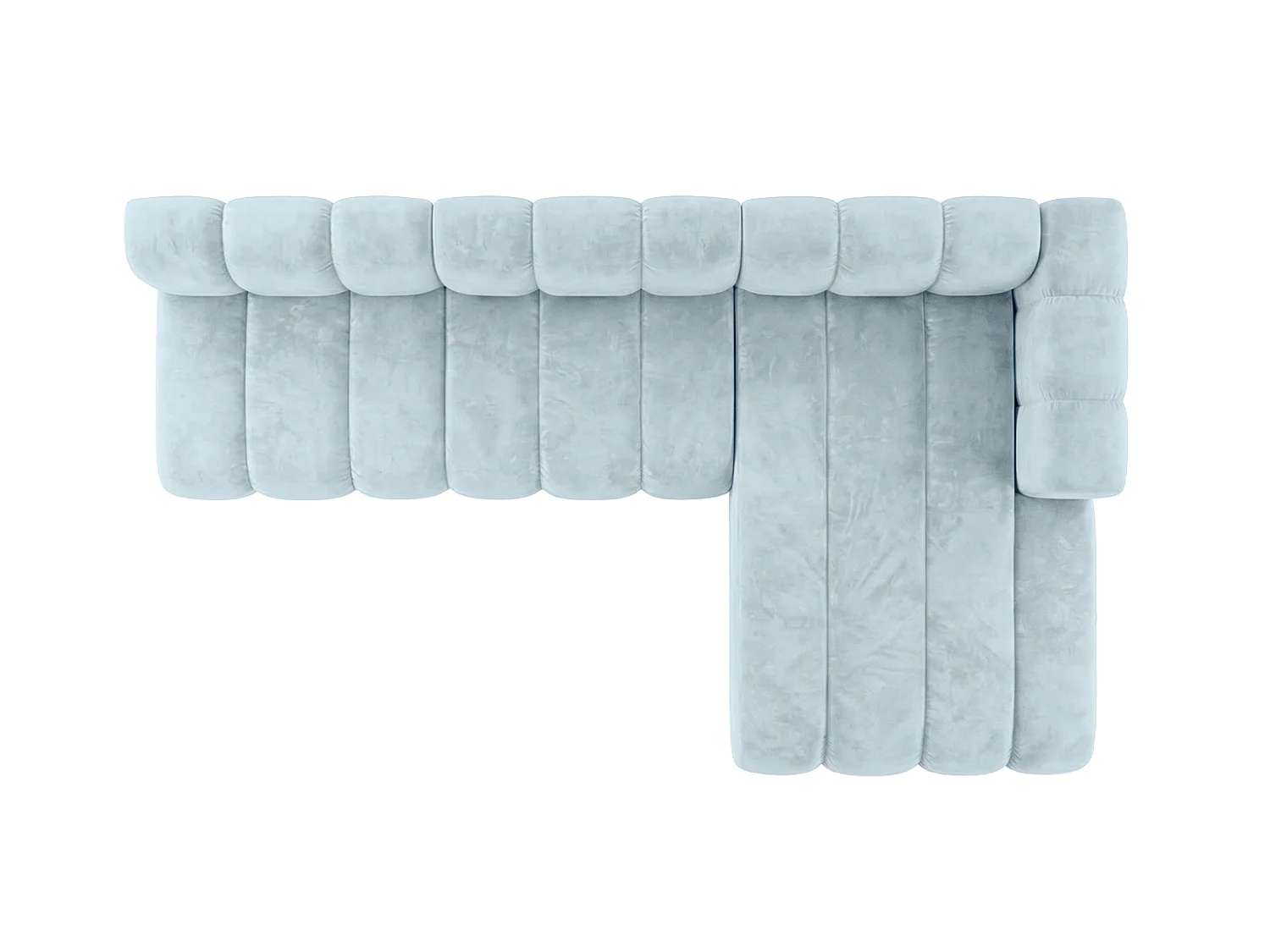 Narożnik modułowy w kształcie L, tkanina welwet Riviera, Baby blue, Prawy, GRAND 295 cm