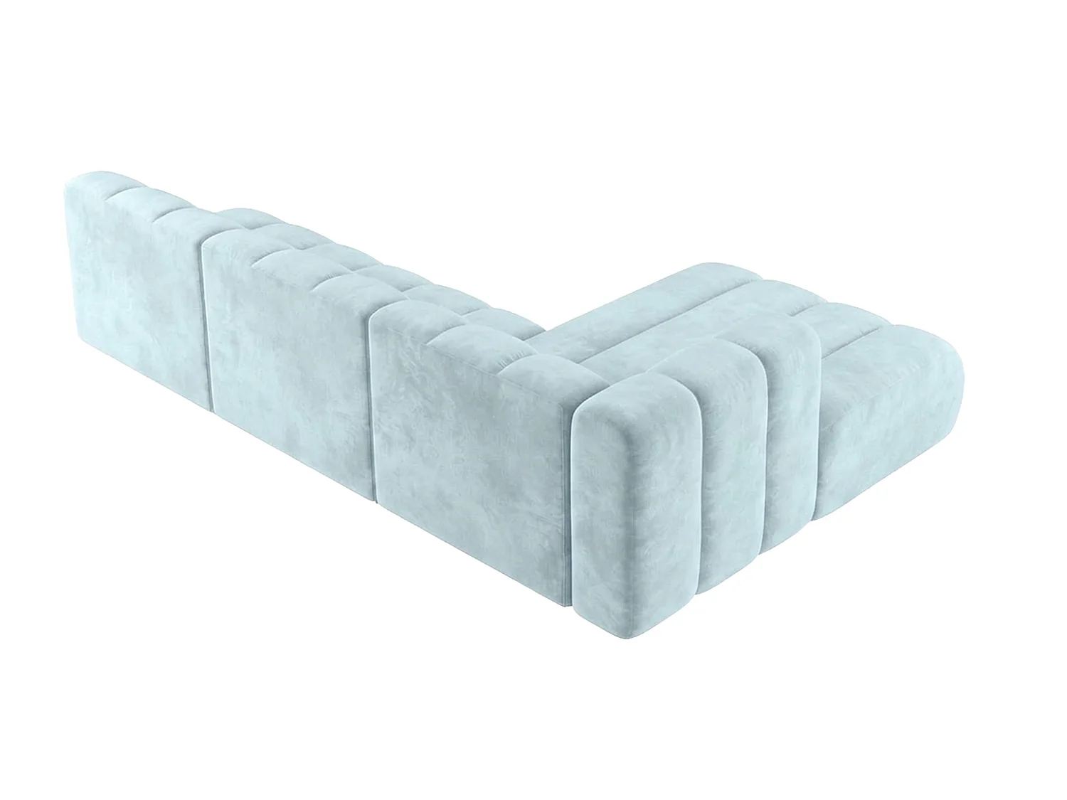 Narożnik modułowy w kształcie L, tkanina welwet Riviera, Baby blue, Prawy, GRAND 295 cm