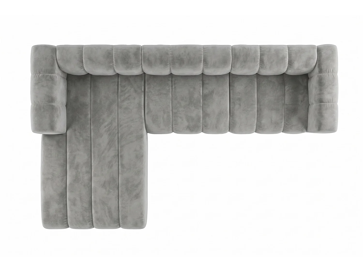 Canapé d’angle modulable en L, tissu velours Riviera, Gris, gauche, GRAND 318 cm