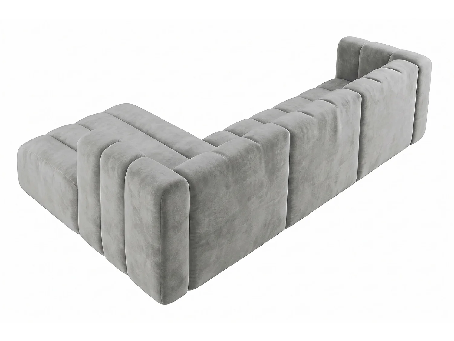 Canapé d’angle modulable en L, tissu velours Riviera, Gris, gauche, GRAND 318 cm