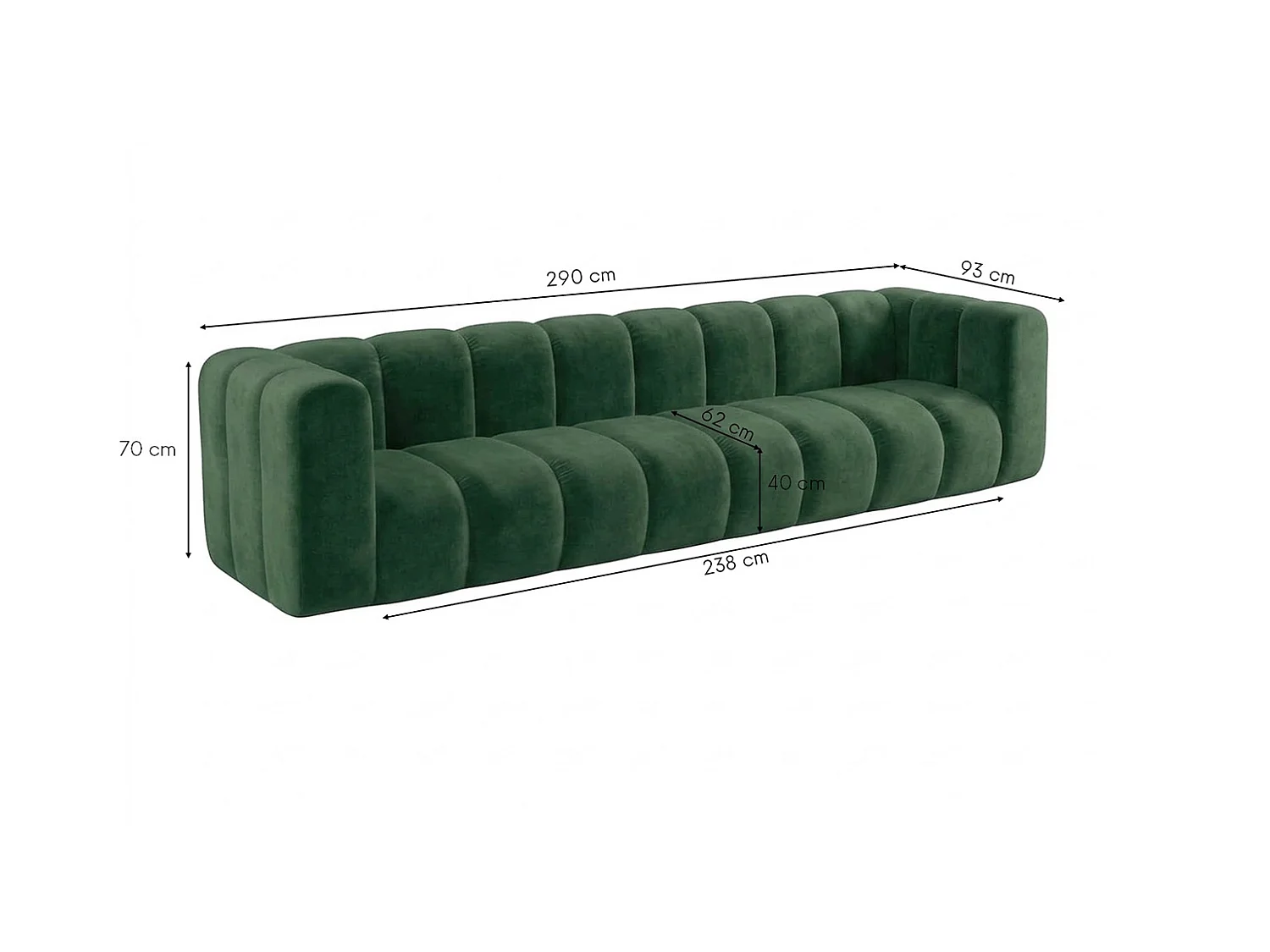 Modulares 4-Sitzer-Sofa, Velvet-Stoff Riviera, Grün, GRAND