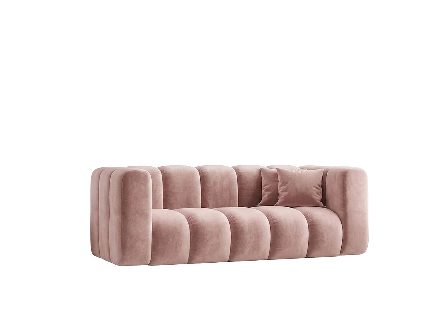 Canapé modulable 2 places, tissu velours Riviera, Rose clair, GRAND
