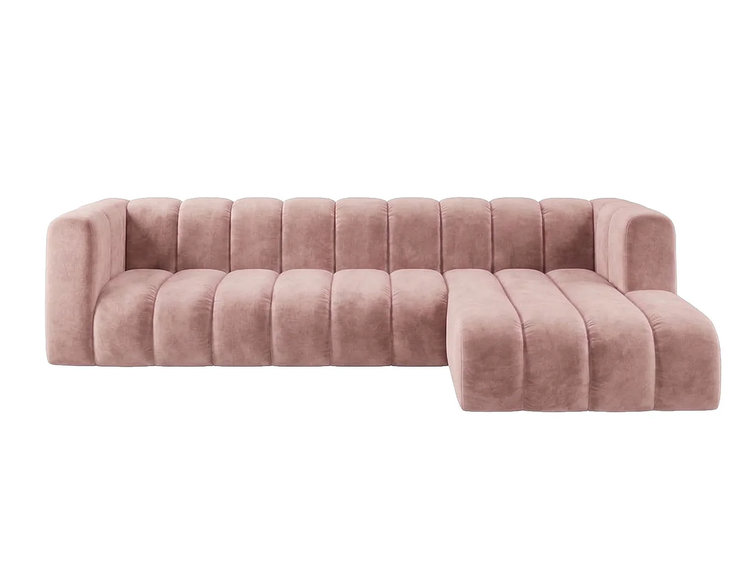 Canapé d’angle modulable en L, tissu velours Riviera, Rose clair, droite, GRAND 318 cm