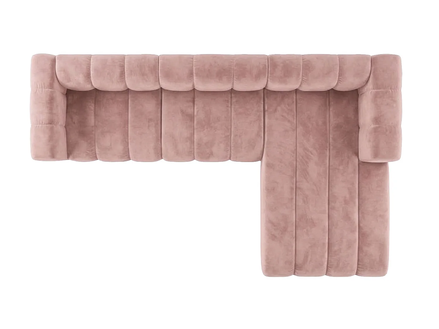Canapé d’angle modulable en L, tissu velours Riviera, Rose clair, droite, GRAND 318 cm