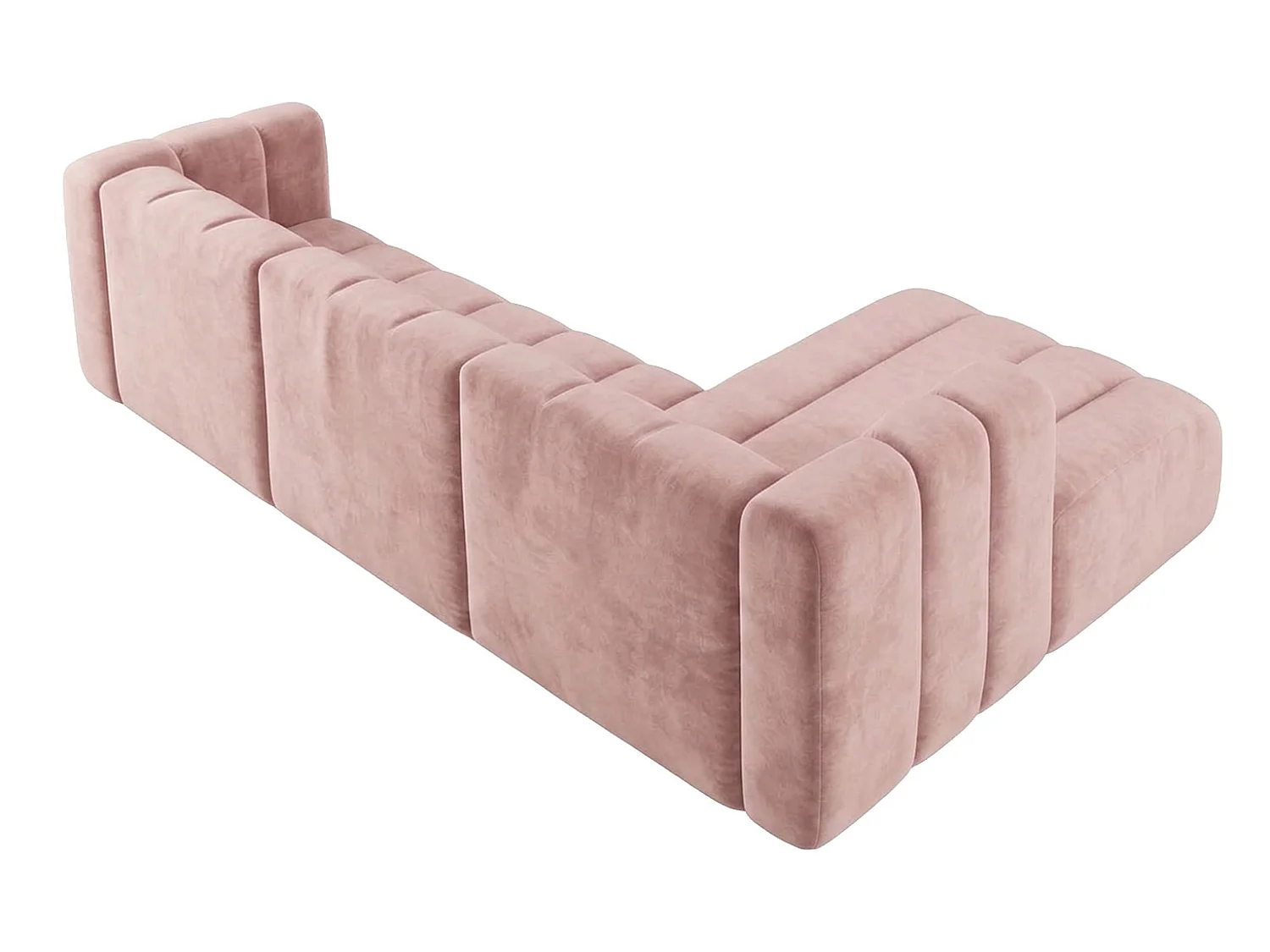 Canapé d’angle modulable en L, tissu velours Riviera, Rose clair, droite, GRAND 318 cm