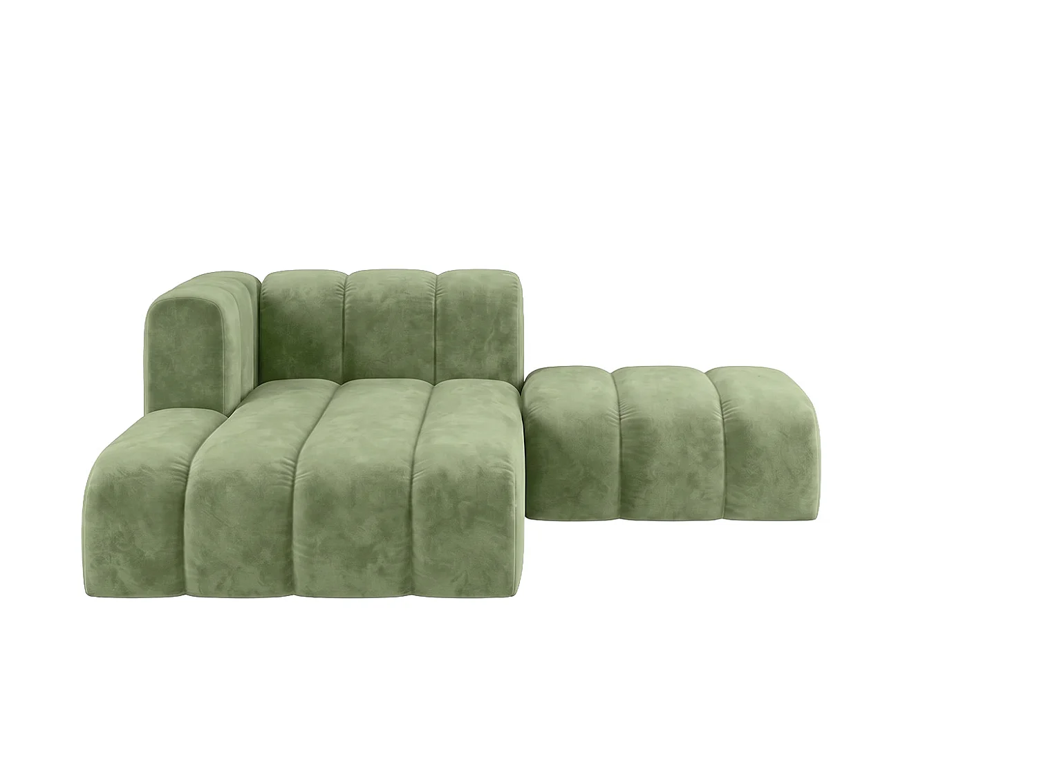 Modulaire chaise longue met hocker, fluwelen stof Riviera, Olijfgroen, links, GRAND