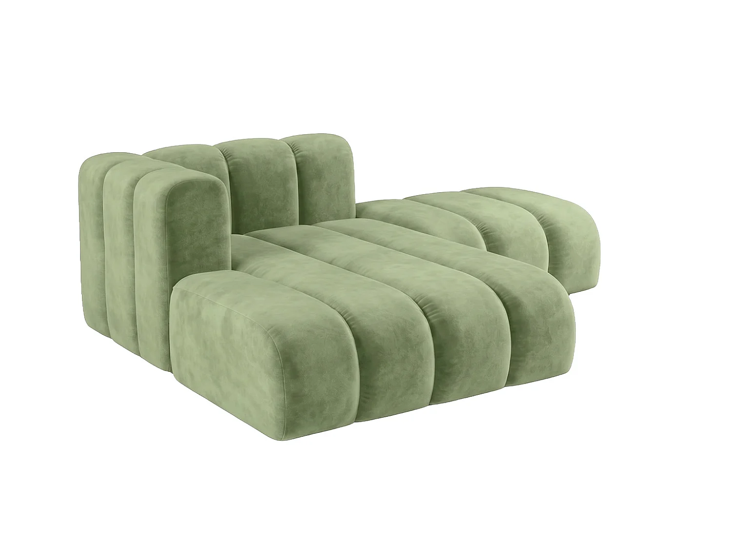 Modulaire chaise longue met hocker, fluwelen stof Riviera, Olijfgroen, links, GRAND