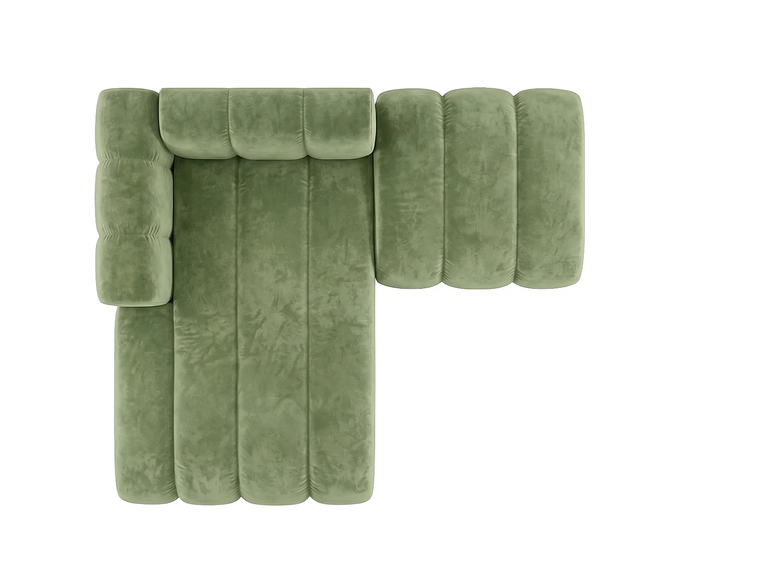 Modulaire chaise longue met hocker, fluwelen stof Riviera, Olijfgroen, links, GRAND