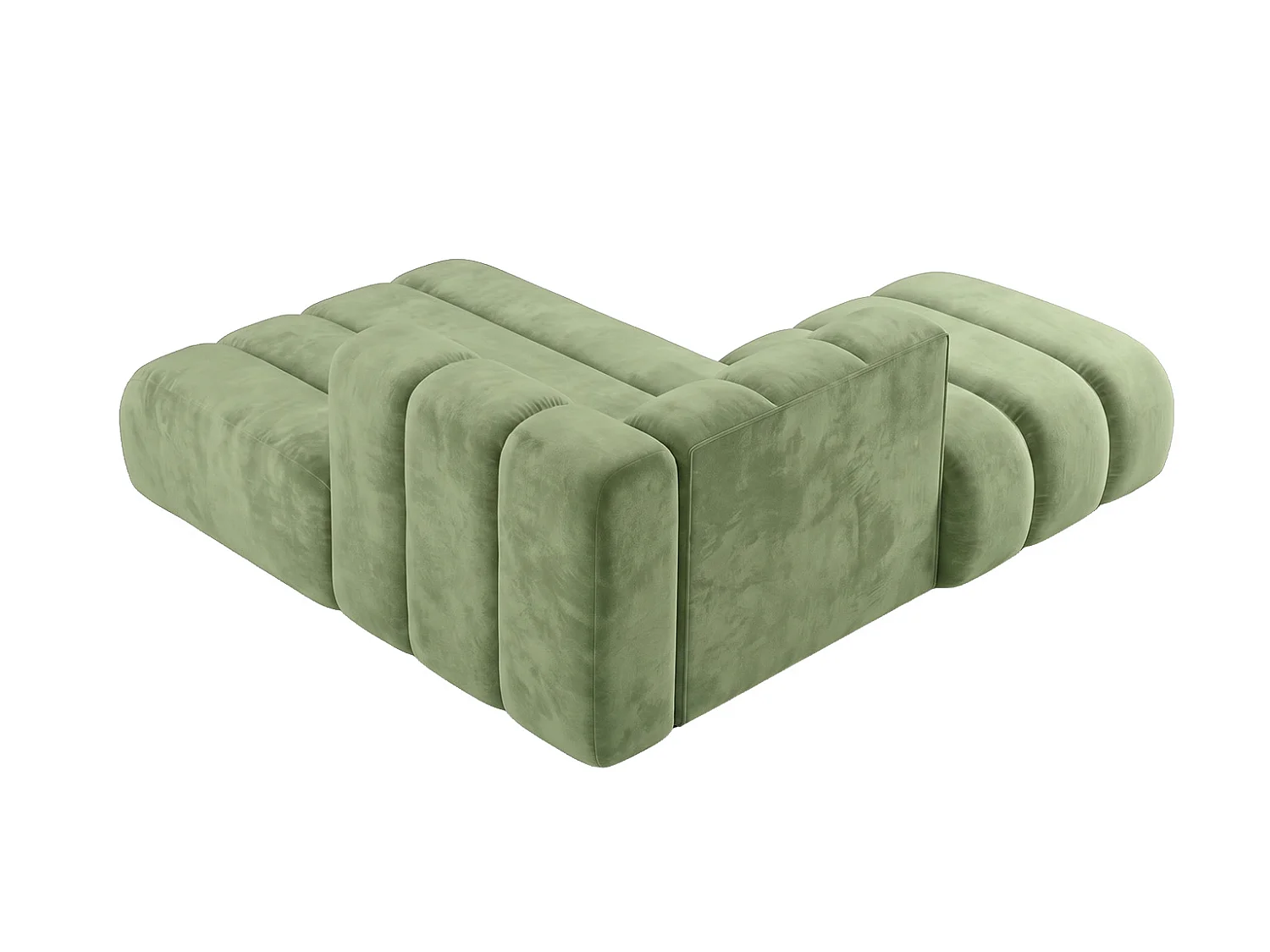 Modulaire chaise longue met hocker, fluwelen stof Riviera, Olijfgroen, links, GRAND
