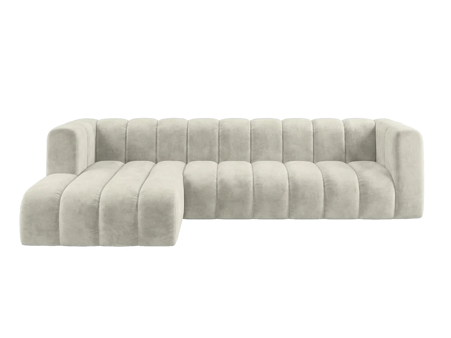 Narożnik modułowy w kształcie L, tkanina welwet Riviera, Ecru, Lewy, GRAND 318 cm