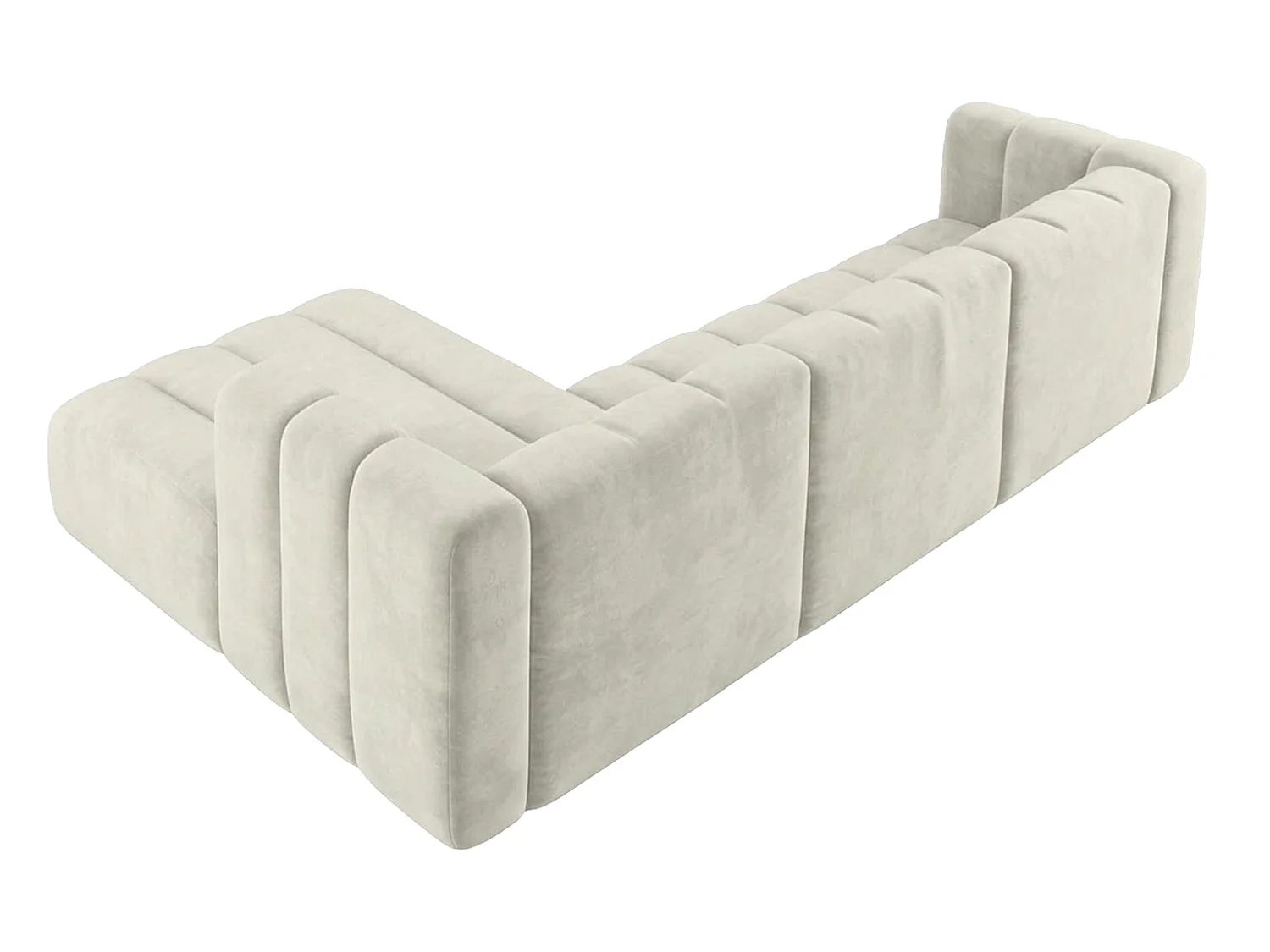 Narożnik modułowy w kształcie L, tkanina welwet Riviera, Ecru, Lewy, GRAND 318 cm