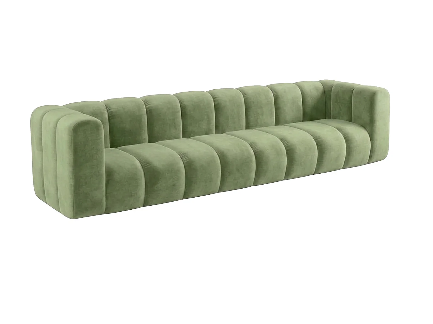 Canapé modulable 4 places, tissu velours Riviera, Olive, GRAND