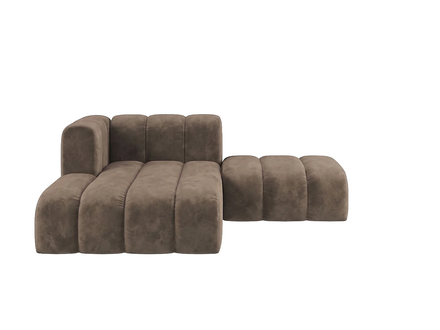 Modulare Chaiselongue mit Hocker, Velvet-Stoff Riviera, Braun, Links, GRAND