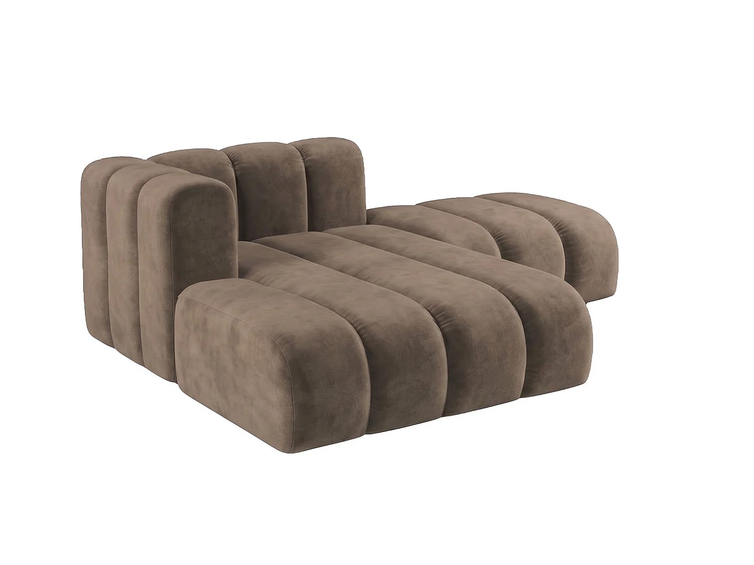 Modulare Chaiselongue mit Hocker, Velvet-Stoff Riviera, Braun, Links, GRAND