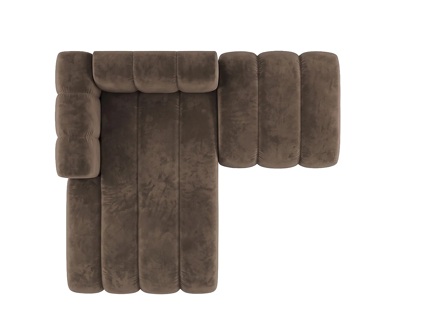 Modulare Chaiselongue mit Hocker, Velvet-Stoff Riviera, Braun, Links, GRAND