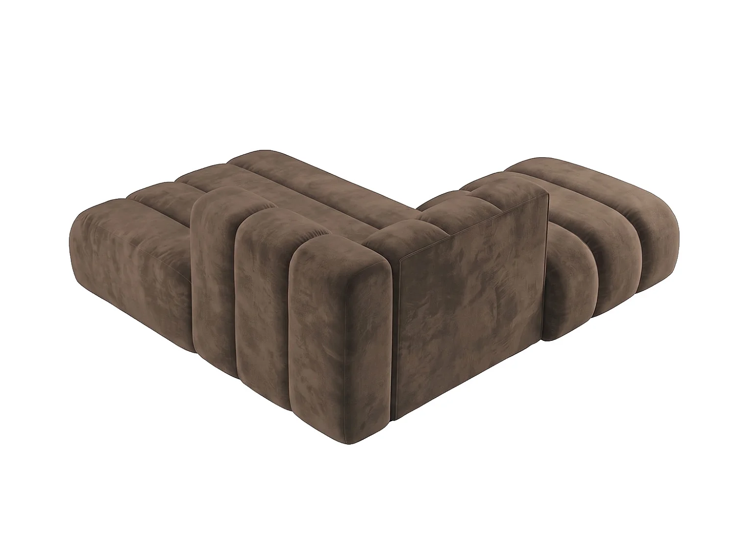 Modulare Chaiselongue mit Hocker, Velvet-Stoff Riviera, Braun, Links, GRAND