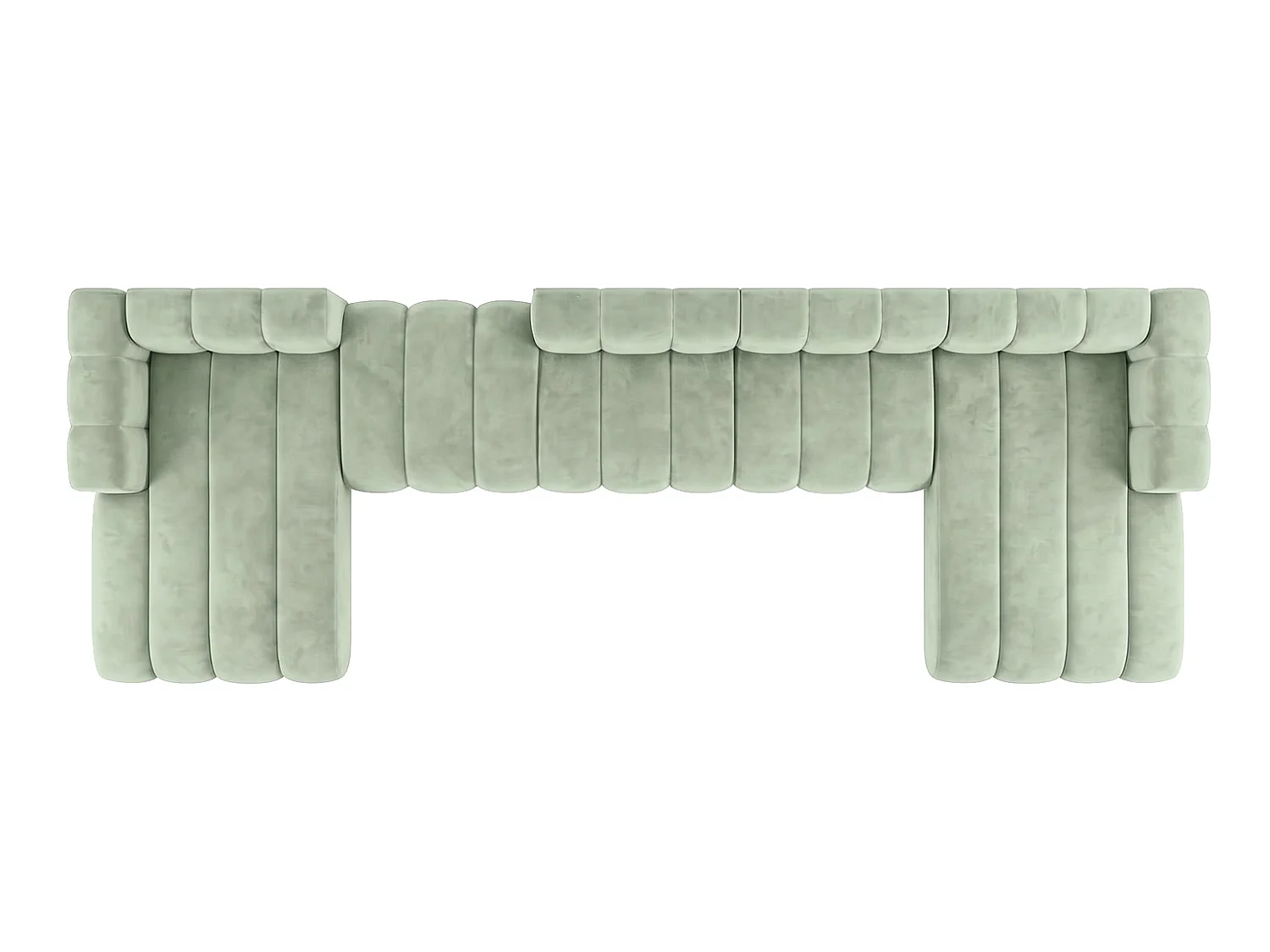 Modulaire hoekbank in U-vorm met verplaatsbare hocker, Mintgroen, GRAND U BIG 500 cm