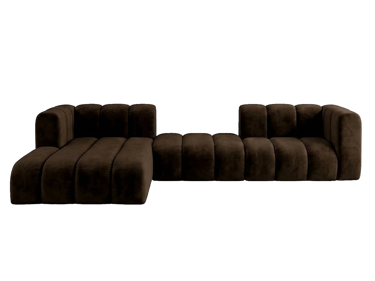 Modulares Ecksofa in L-Form, Velvet-Stoff Riviera, Schokolade, Links, GRAND 319 cm