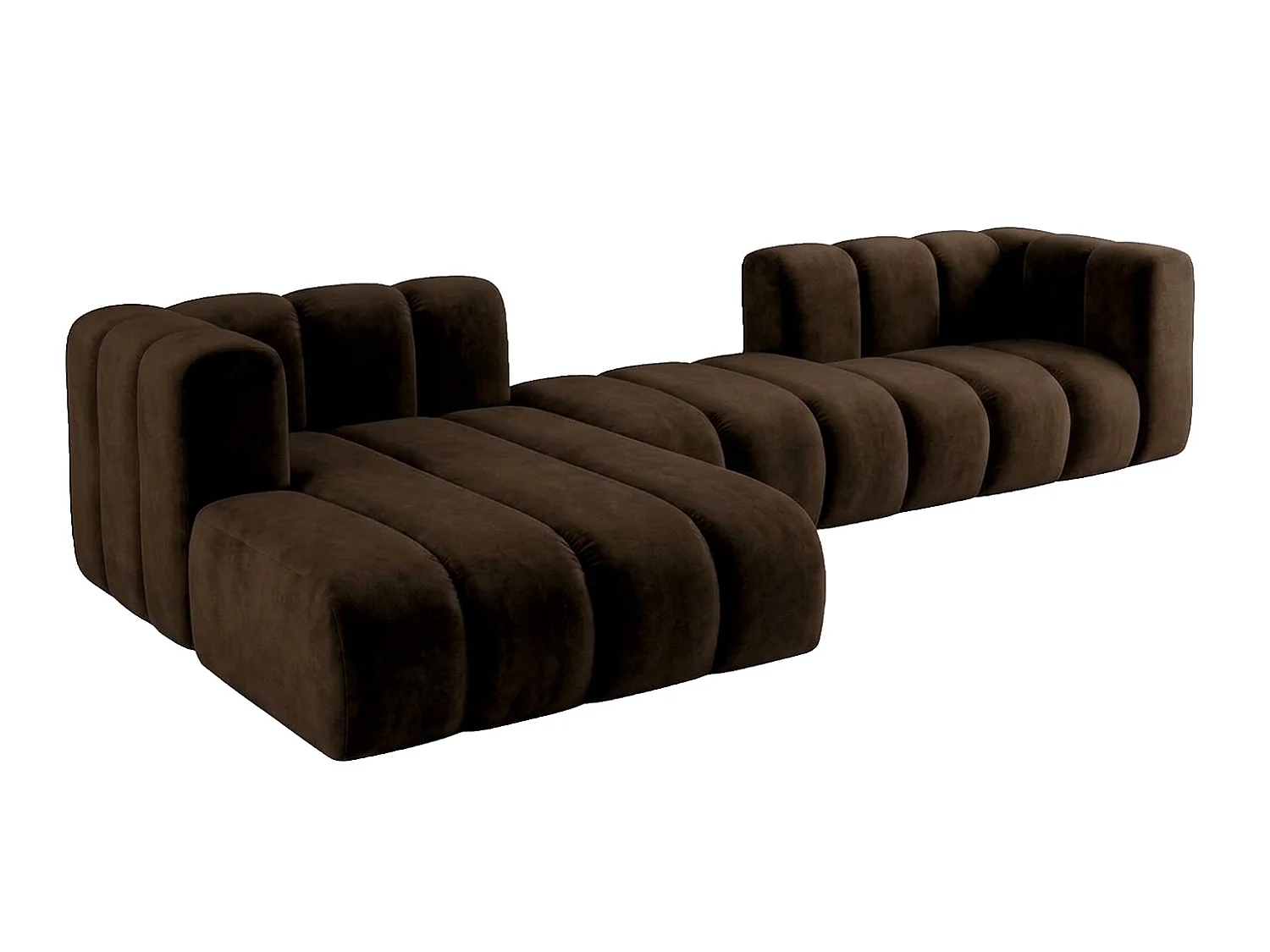 Modulares Ecksofa in L-Form, Velvet-Stoff Riviera, Schokolade, Links, GRAND 319 cm