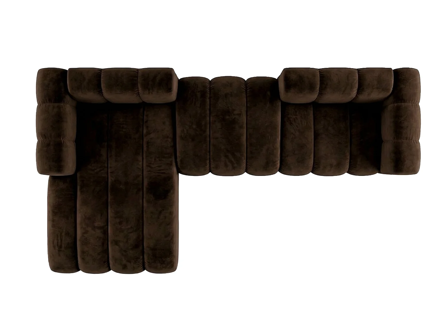 Modulares Ecksofa in L-Form, Velvet-Stoff Riviera, Schokolade, Links, GRAND 319 cm