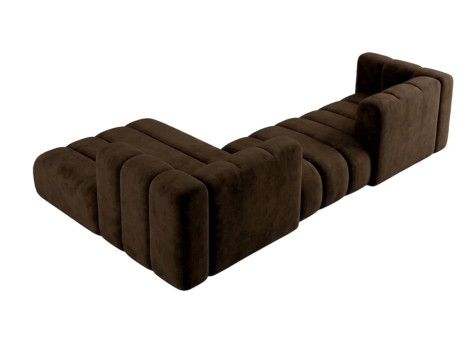 Modulares Ecksofa in L-Form, Velvet-Stoff Riviera, Schokolade, Links, GRAND 319 cm