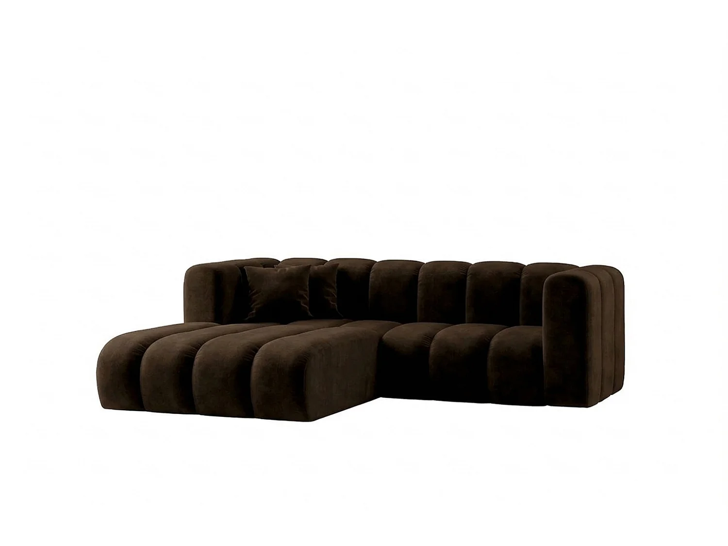 Modulares Ecksofa in L-Form, Velvet-Stoff Riviera, Schokolade, Links, GRAND